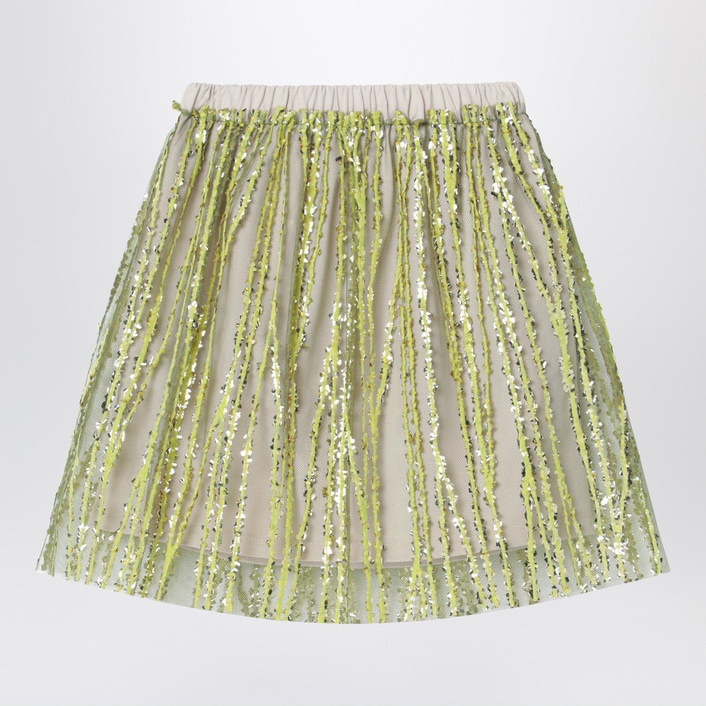Tulle Skirt With Lime Embroidery