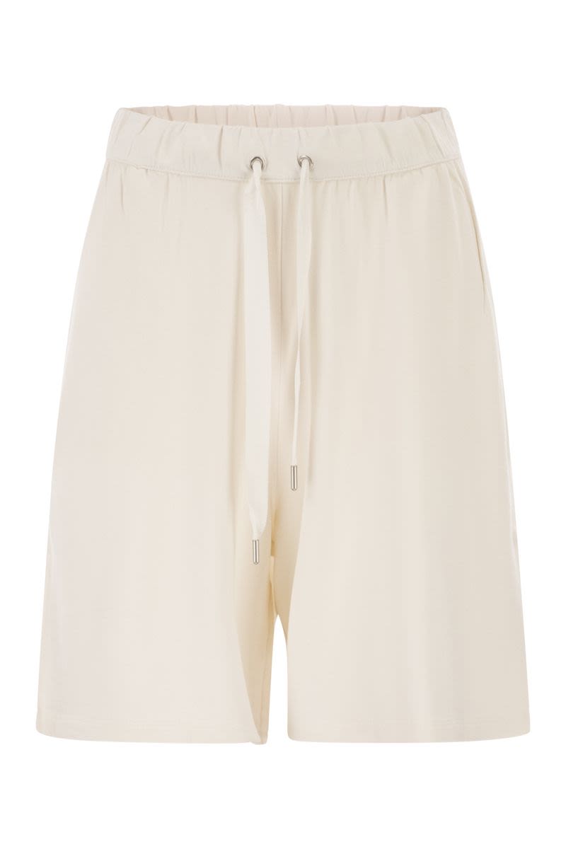 Stretch Viscose Bermuda Shorts With Drawstring Waist