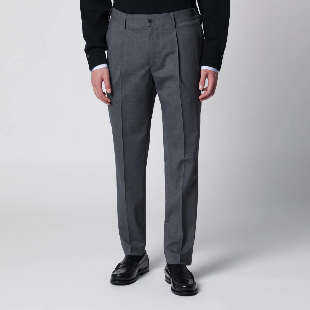 Dark Grey Trousers In Wool Blend