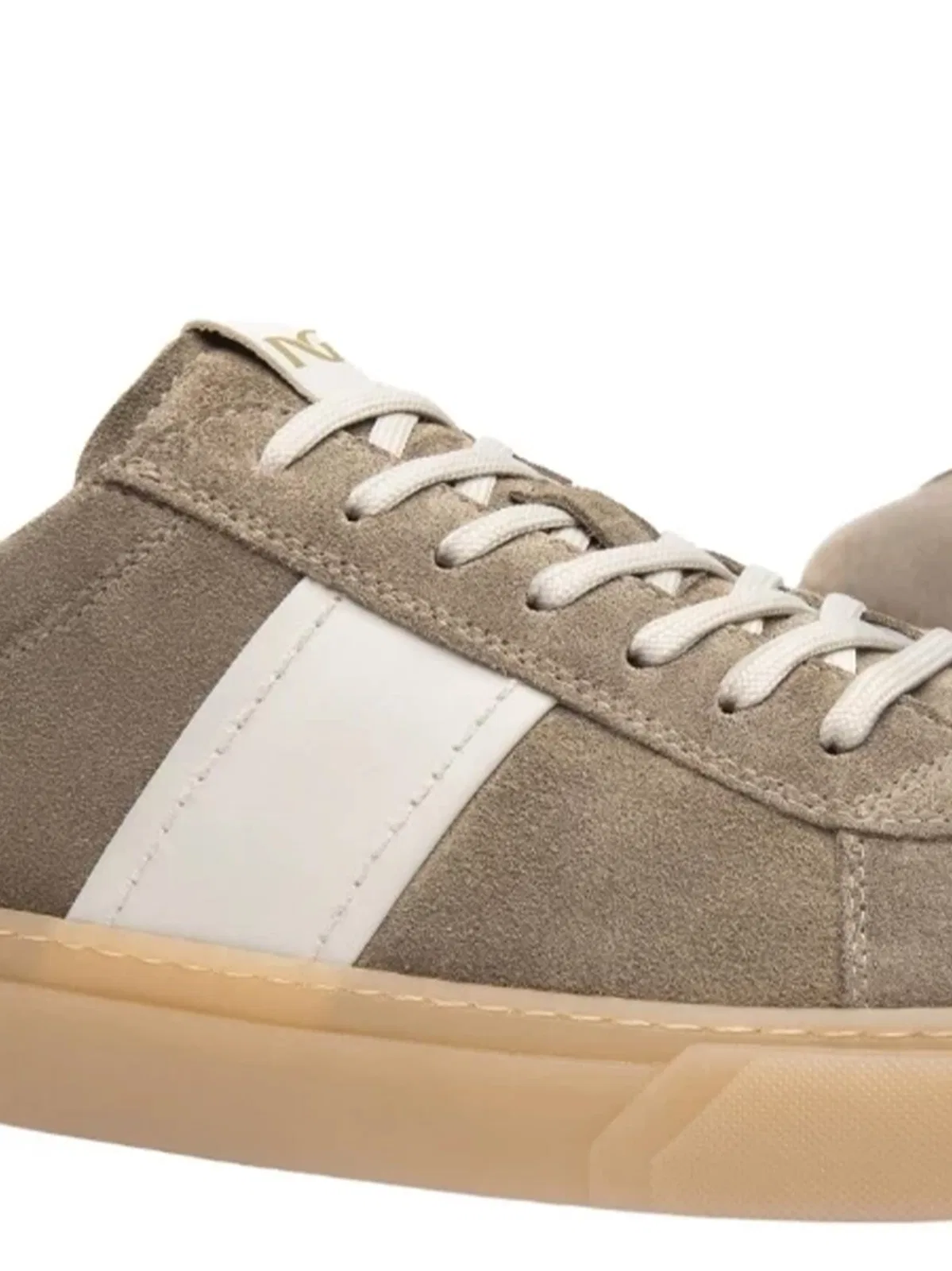 Nero Giardini Stripe Suede Sneakers In Neutral