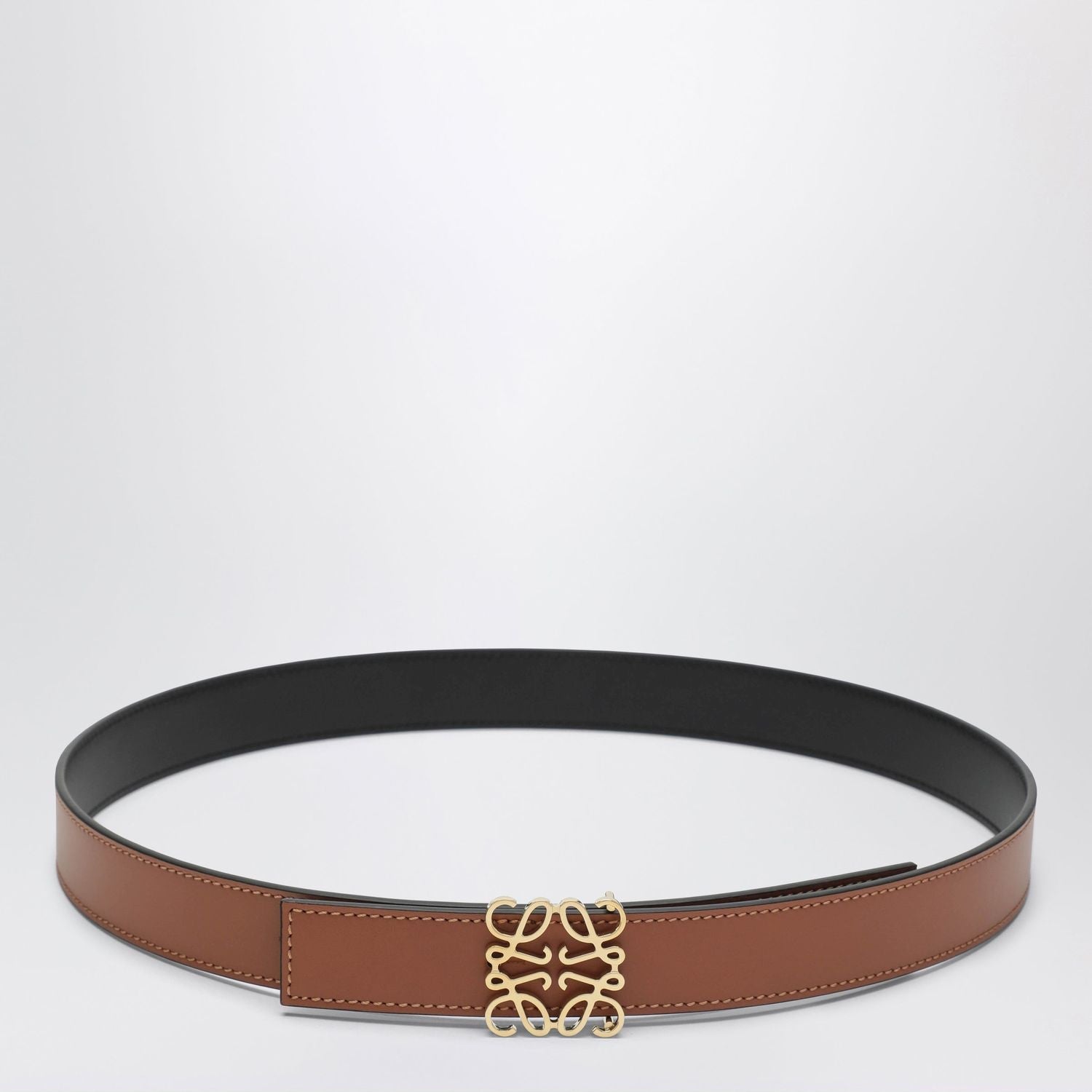 Reversible Anagram Belt In Smooth Calfskin Tan/Black