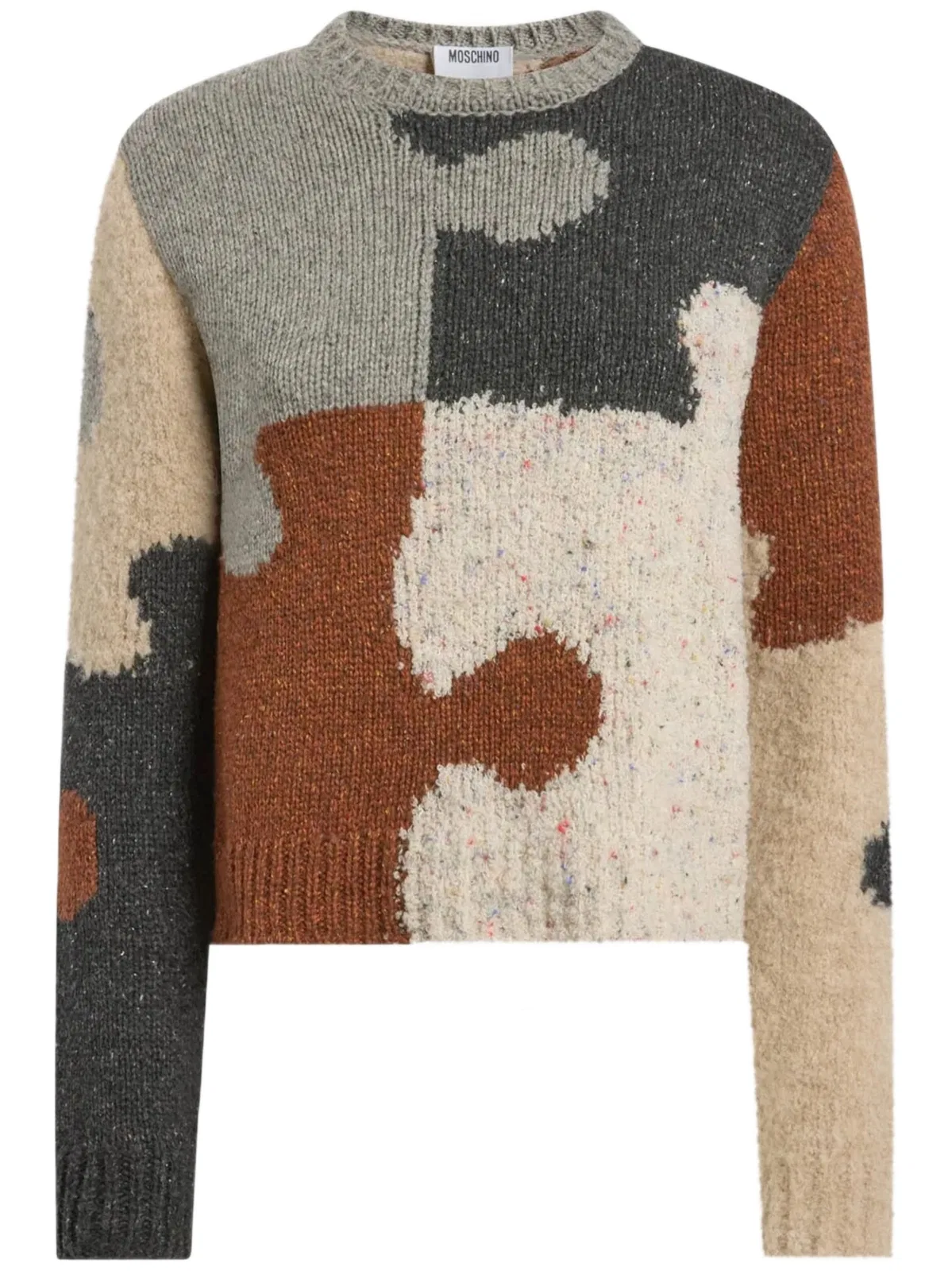 Moschino Inlaid Wool-and-silk Blend Pullover In Multi