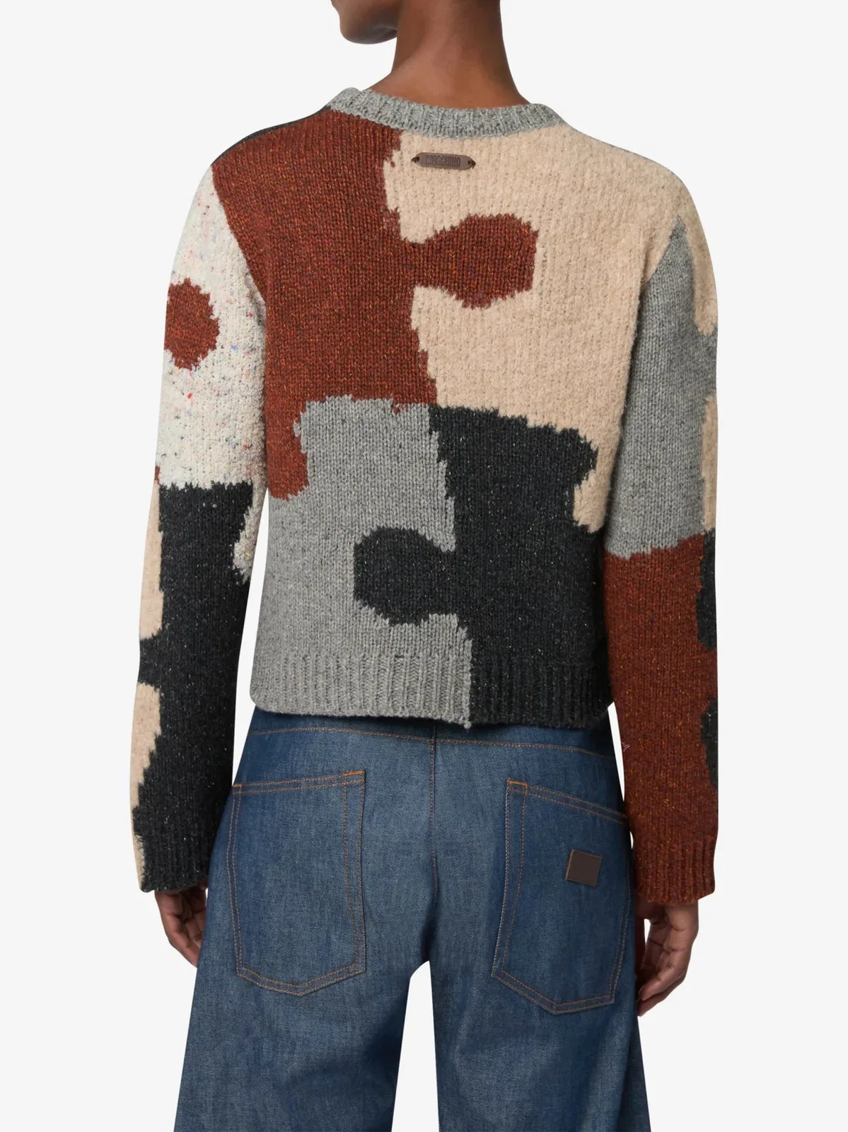 Moschino Inlaid Wool-and-silk Blend Pullover In Multi