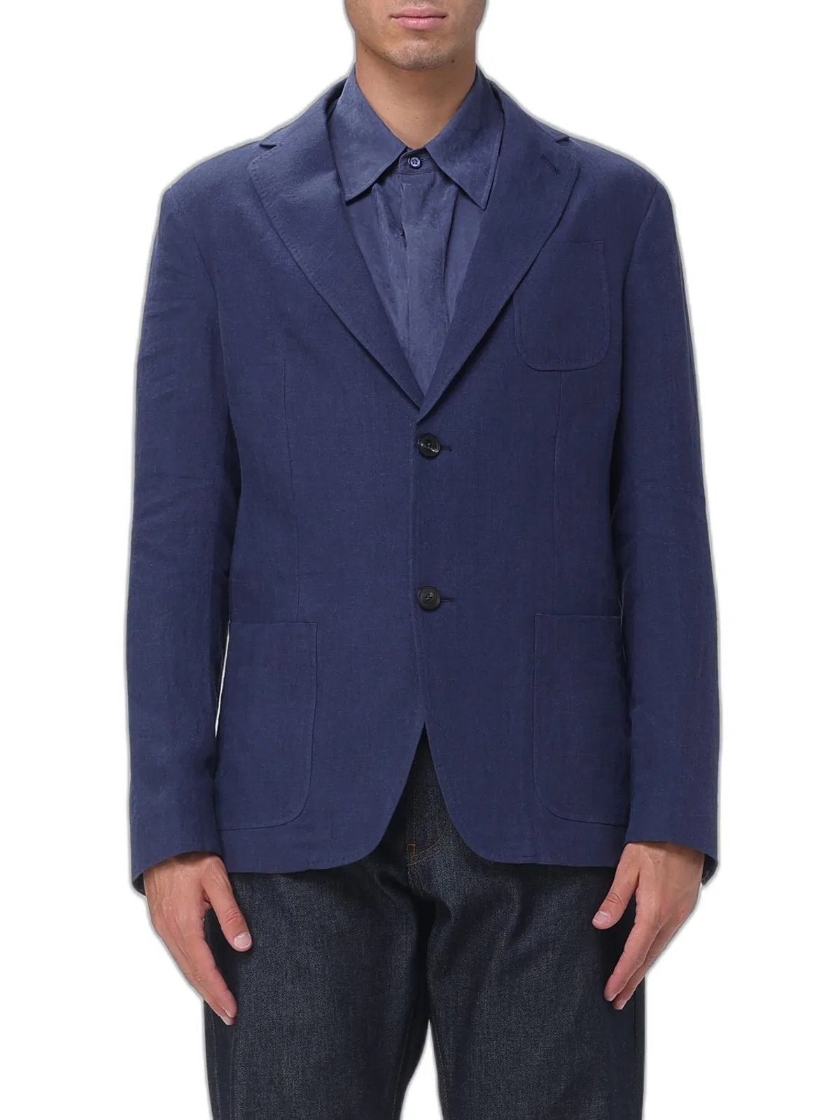 Linen Notched Lapel Blazer