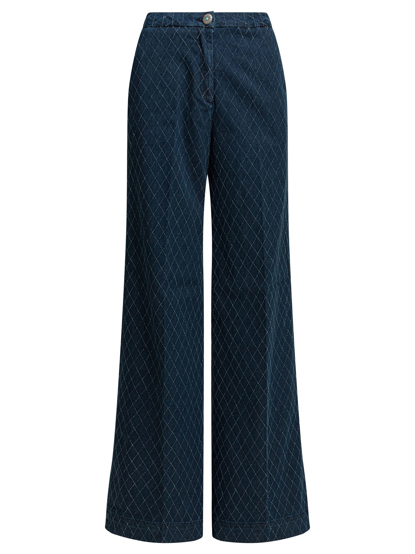 Flare Pin Diamond Flare Leg Blue Cotton Jeans