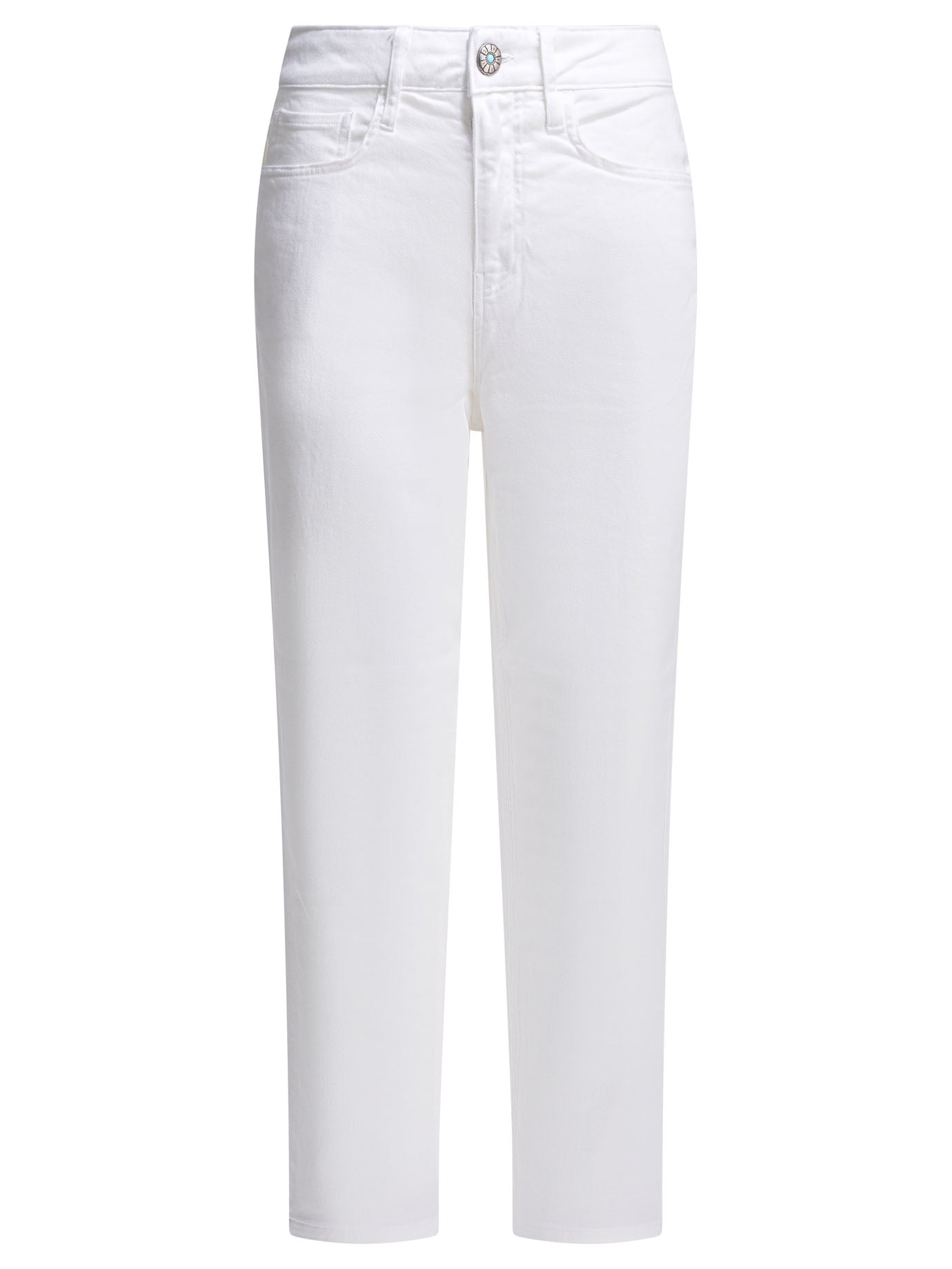 Arch Drill Stretch Straight Leg White Cotton Jeans