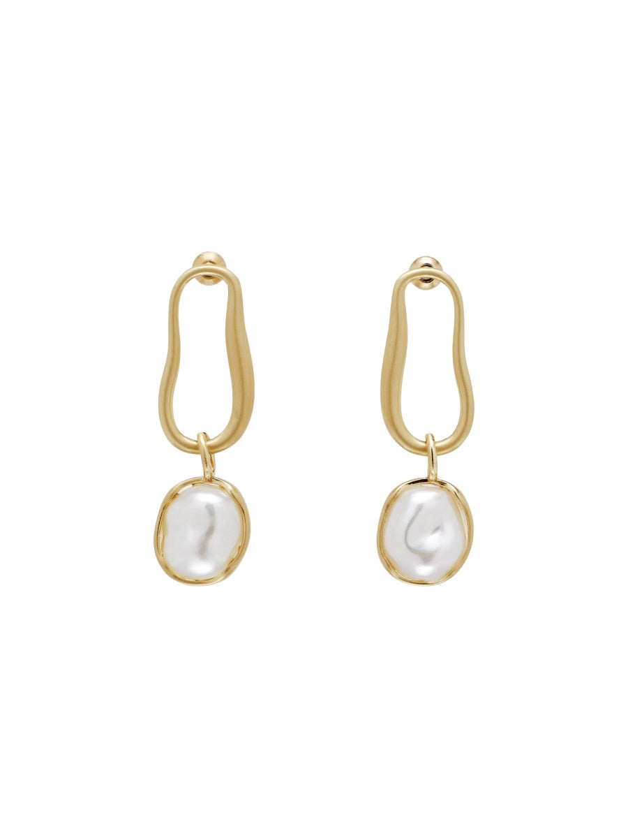 Multicolour Brass Pearl Earrings