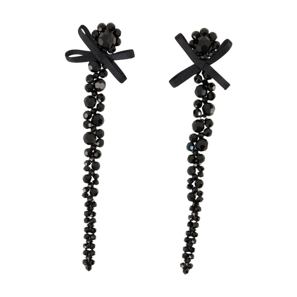 Petite Bow Drip Earrings - - Crystal - Black