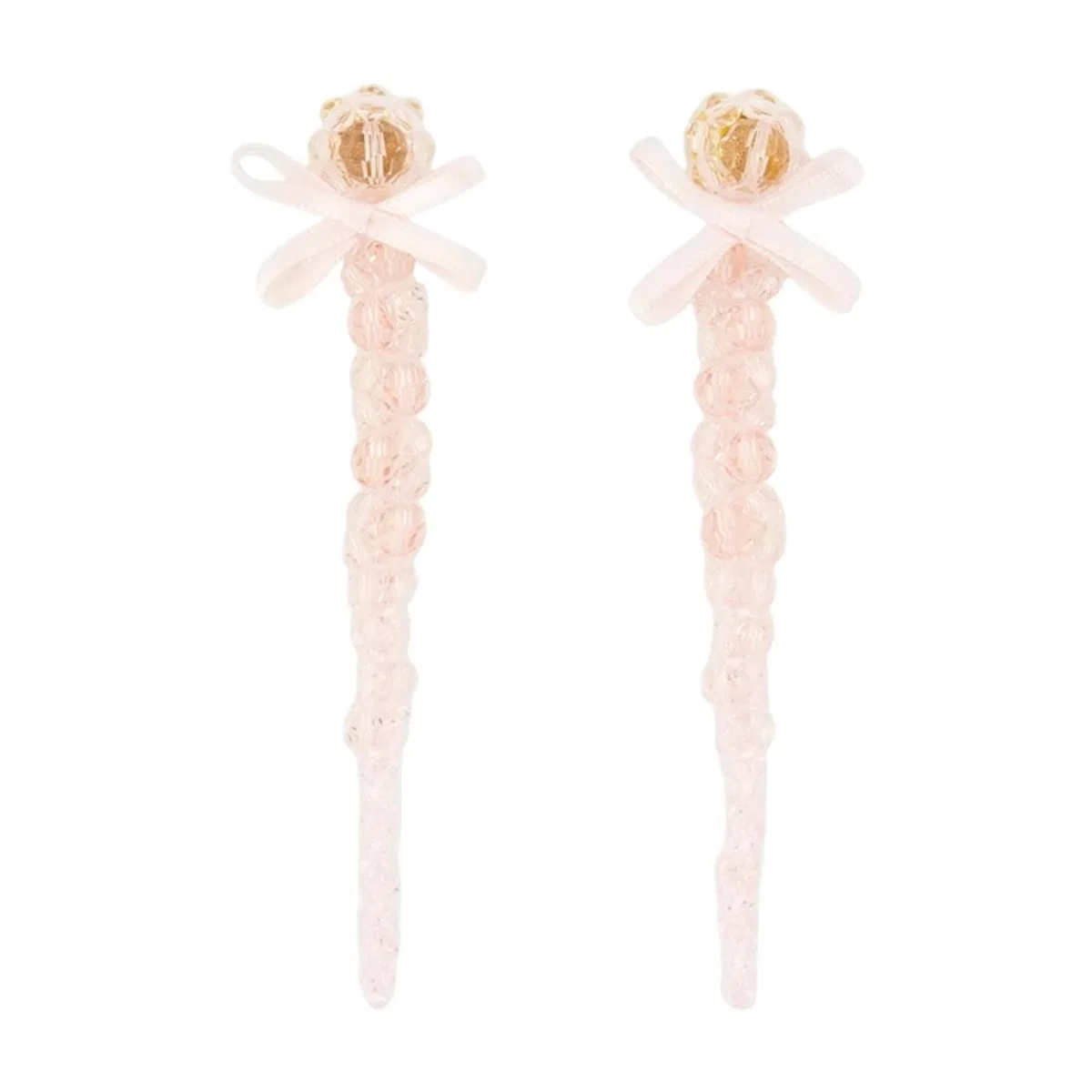 Petite Bow Drip Earrings -  - Crystal - Pink