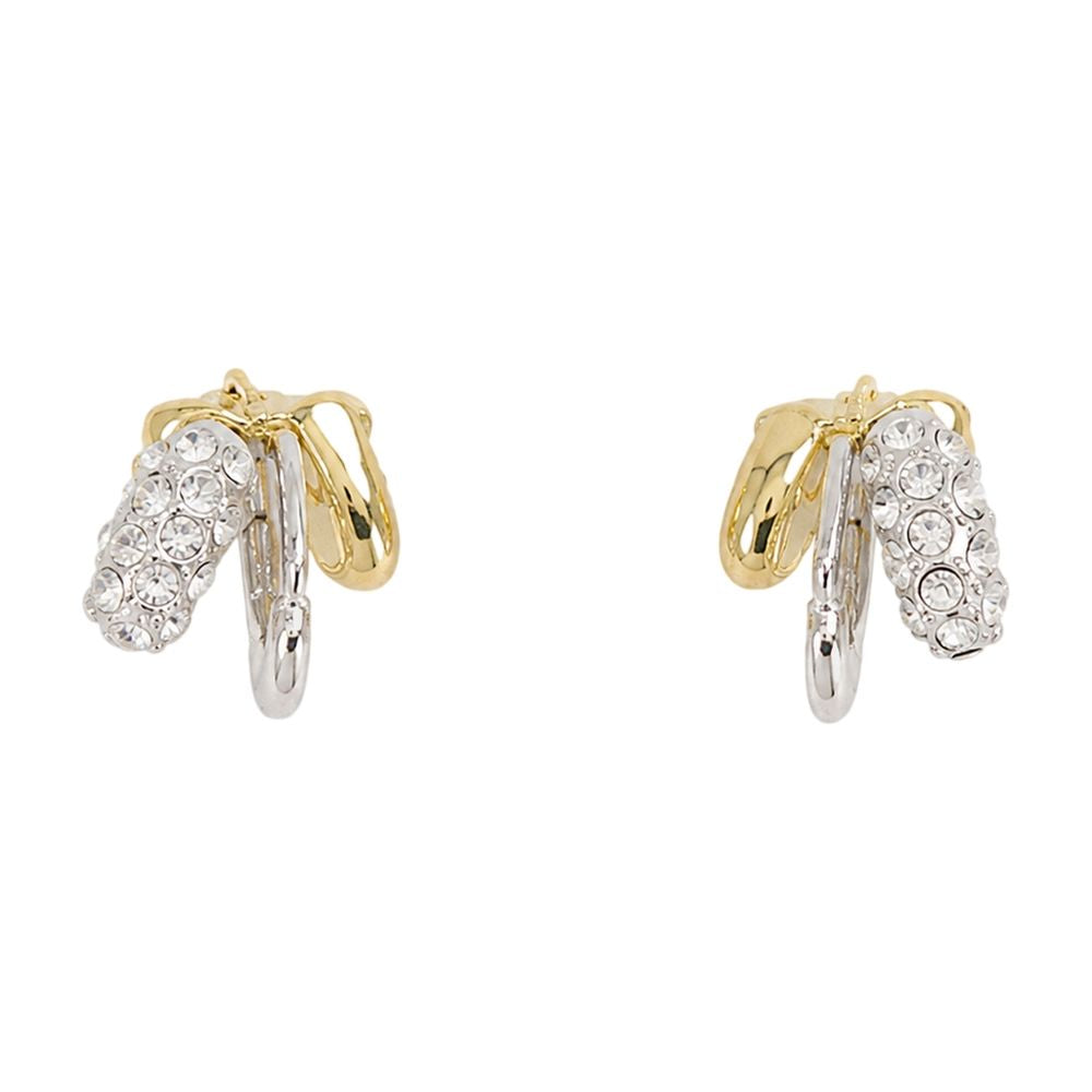 Stacked Rhinestone Earrings - - Metal - Silver