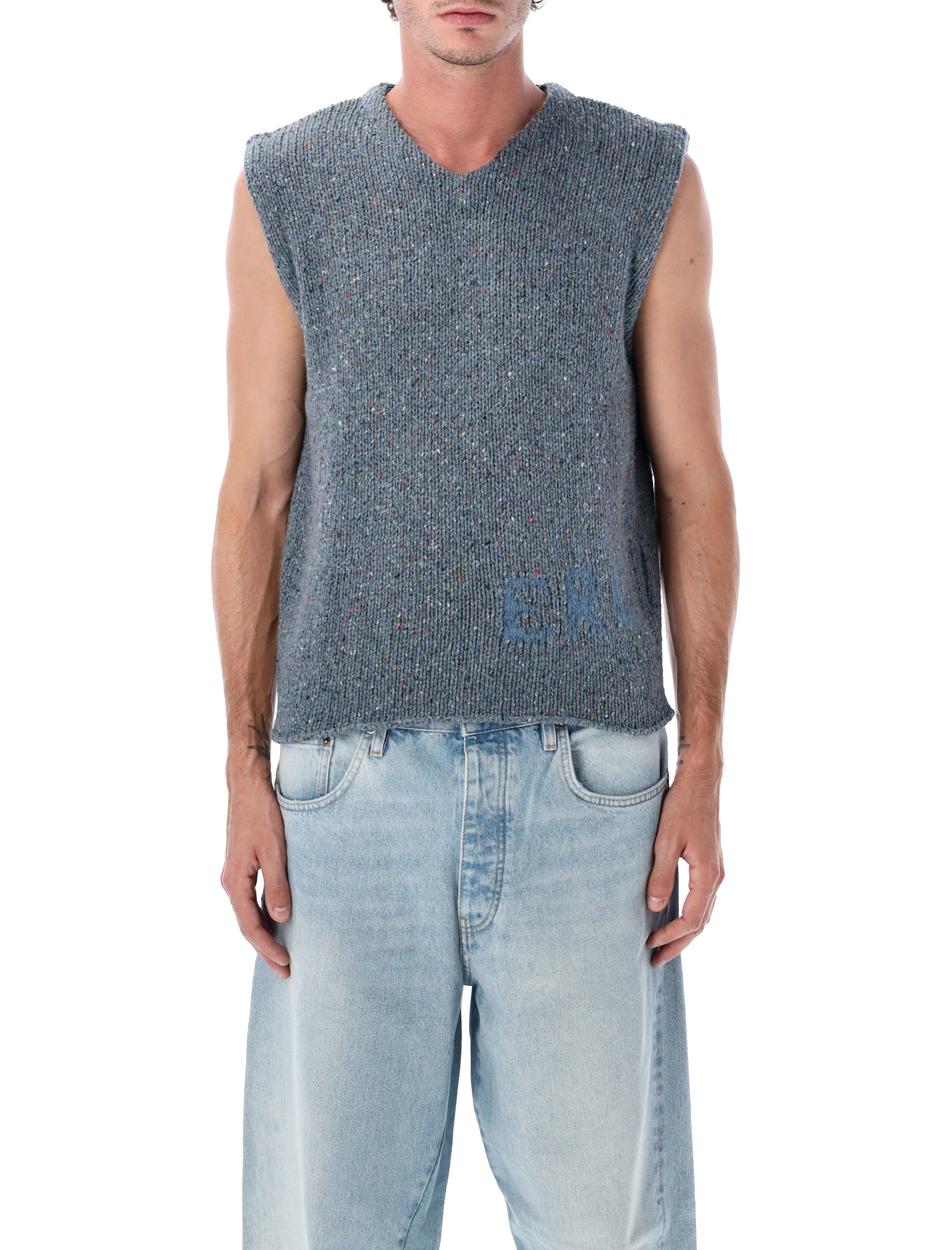 Blue Mélange Knit Vest