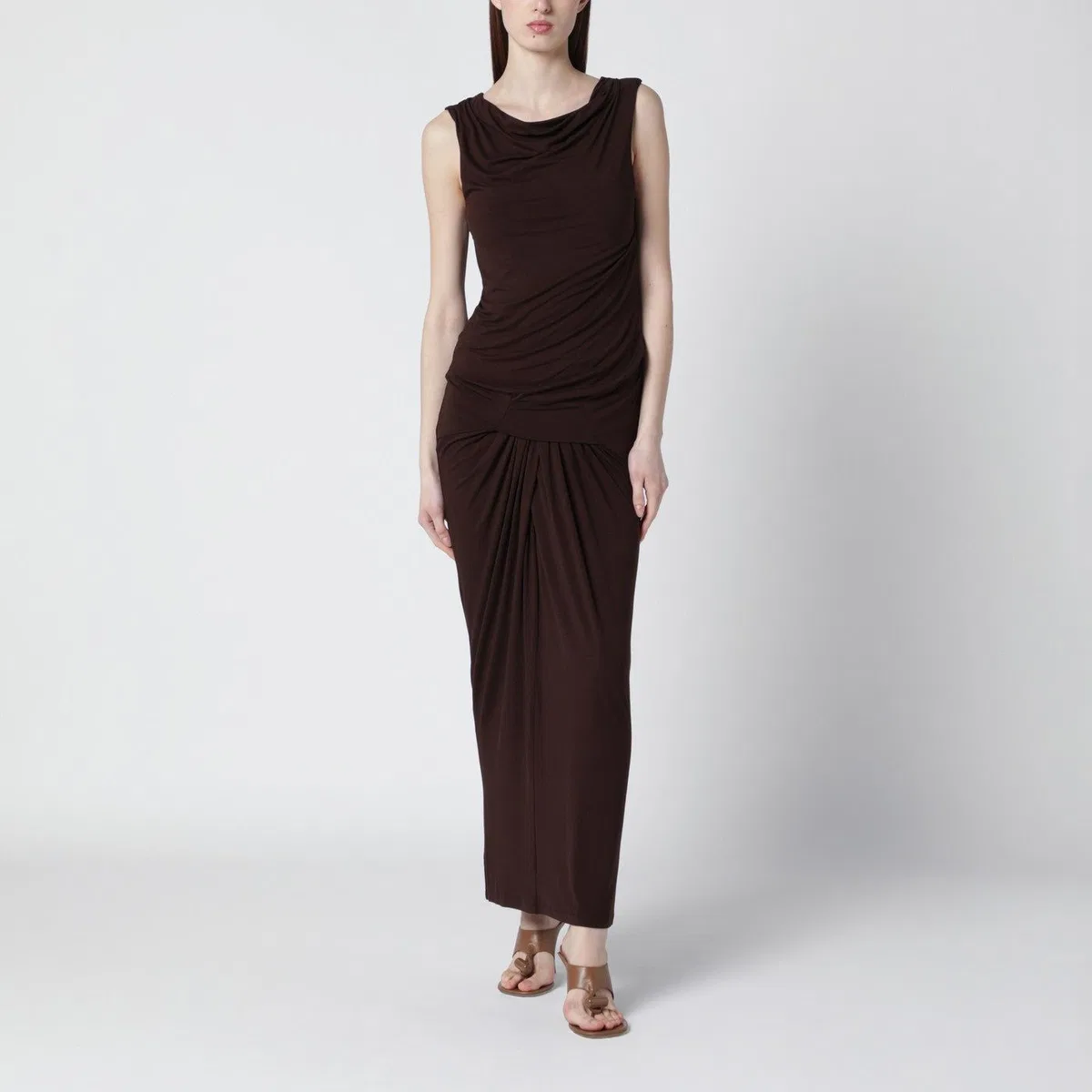Entire Studios Tobaccocolored Dress With Draping In Brown