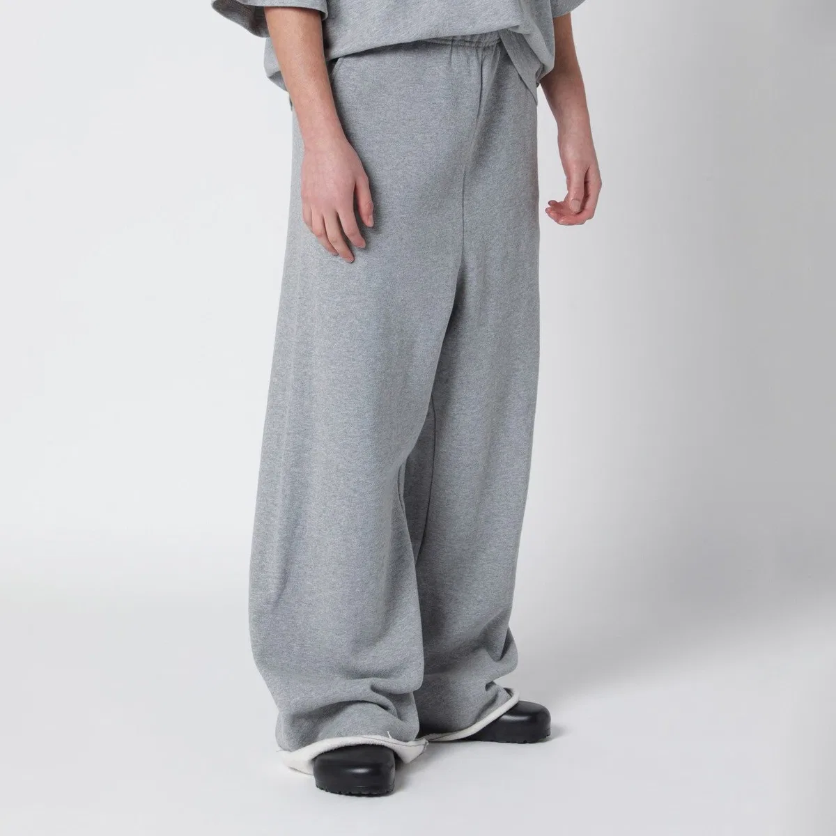 Black Wideleg Cotton Jogging Trousers