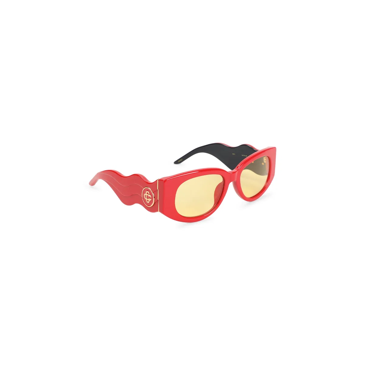 Red Acetate Oval Wave Sunglasses