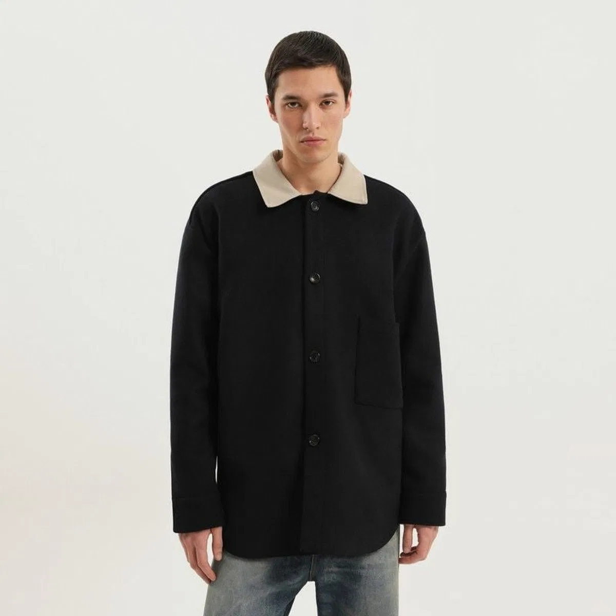 Shirt-Jacket In Blue Wool