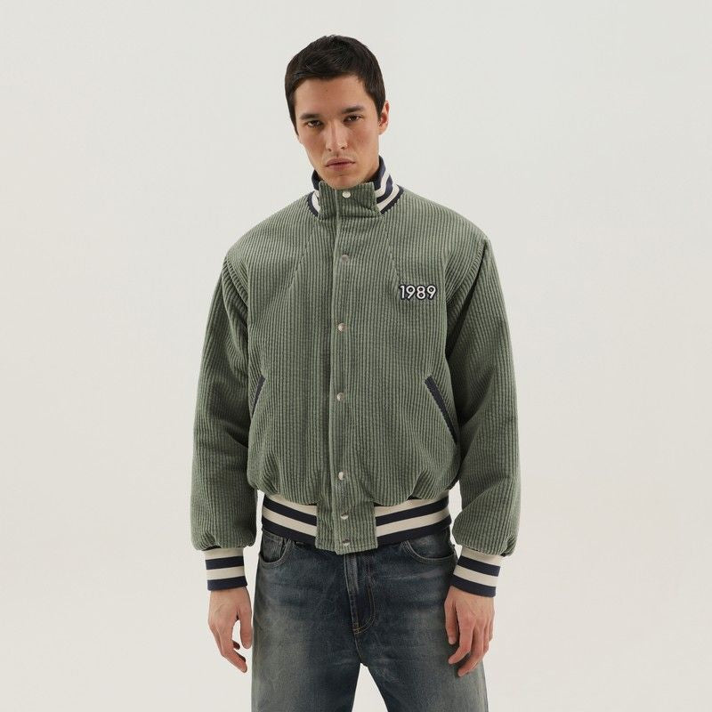 Light Green Corduroy Varsity Jacket