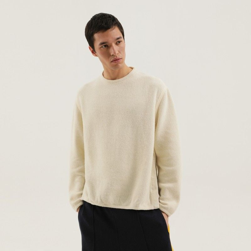 White Ribbed Sweater With Slits