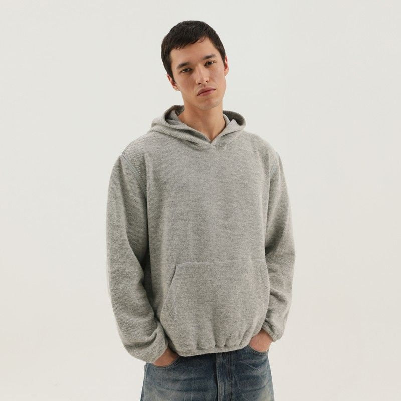 Gray Knitted Hoodie