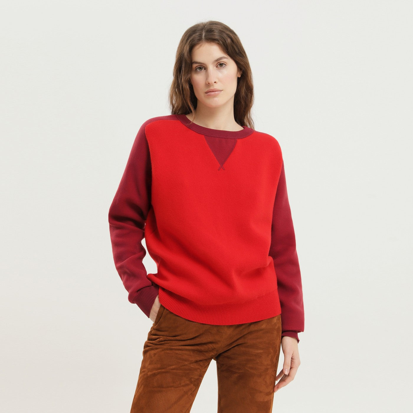Color Block Crew Neck Sweater