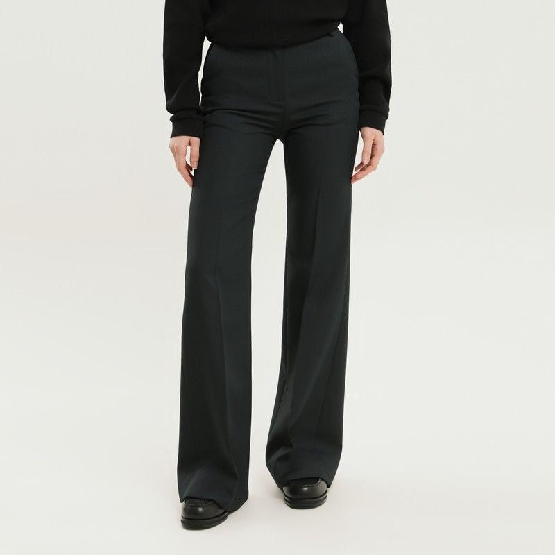 High-Waisted Dark Green Bell-Bottom Pants