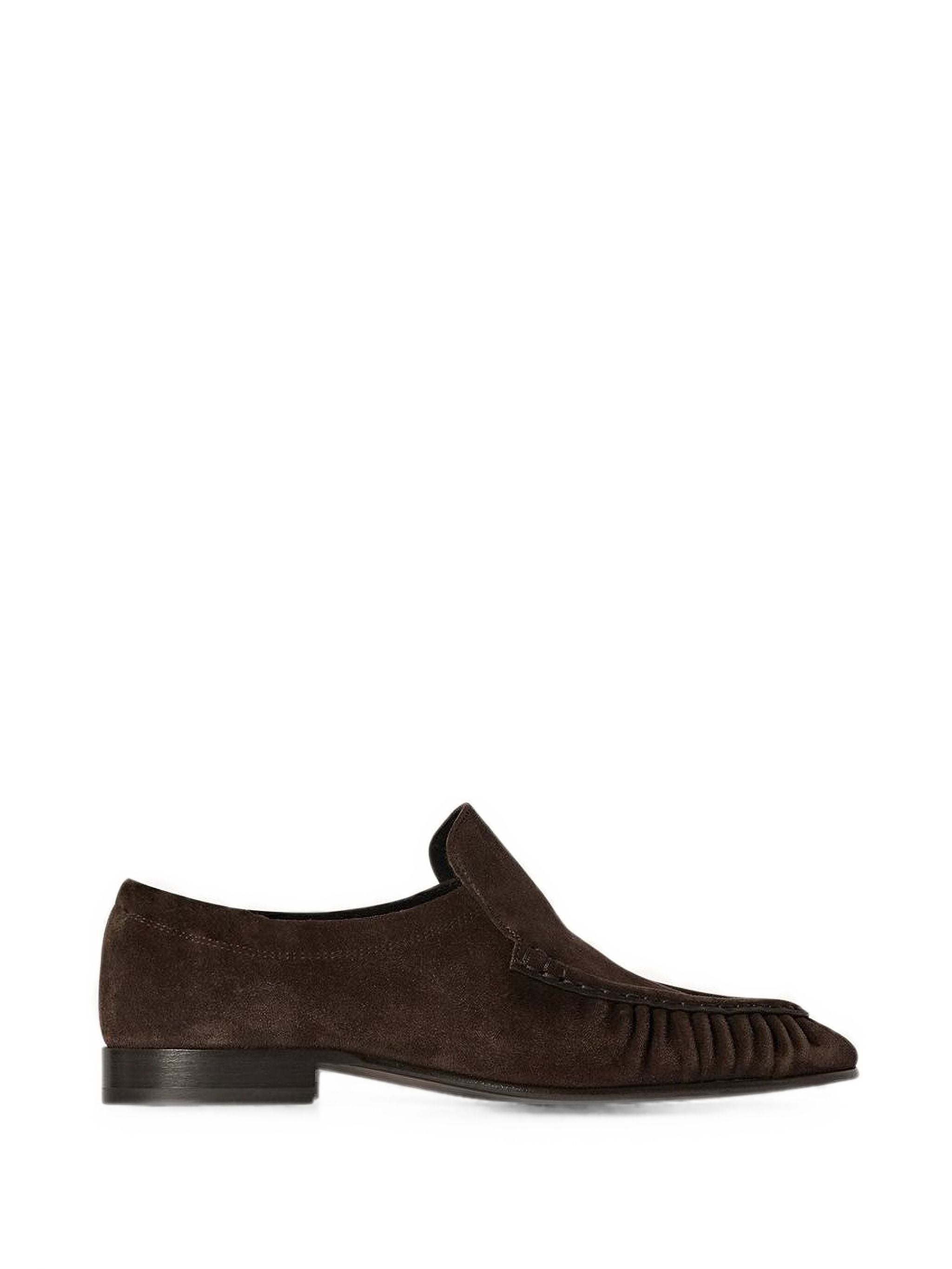 Gathered Suede Loafers