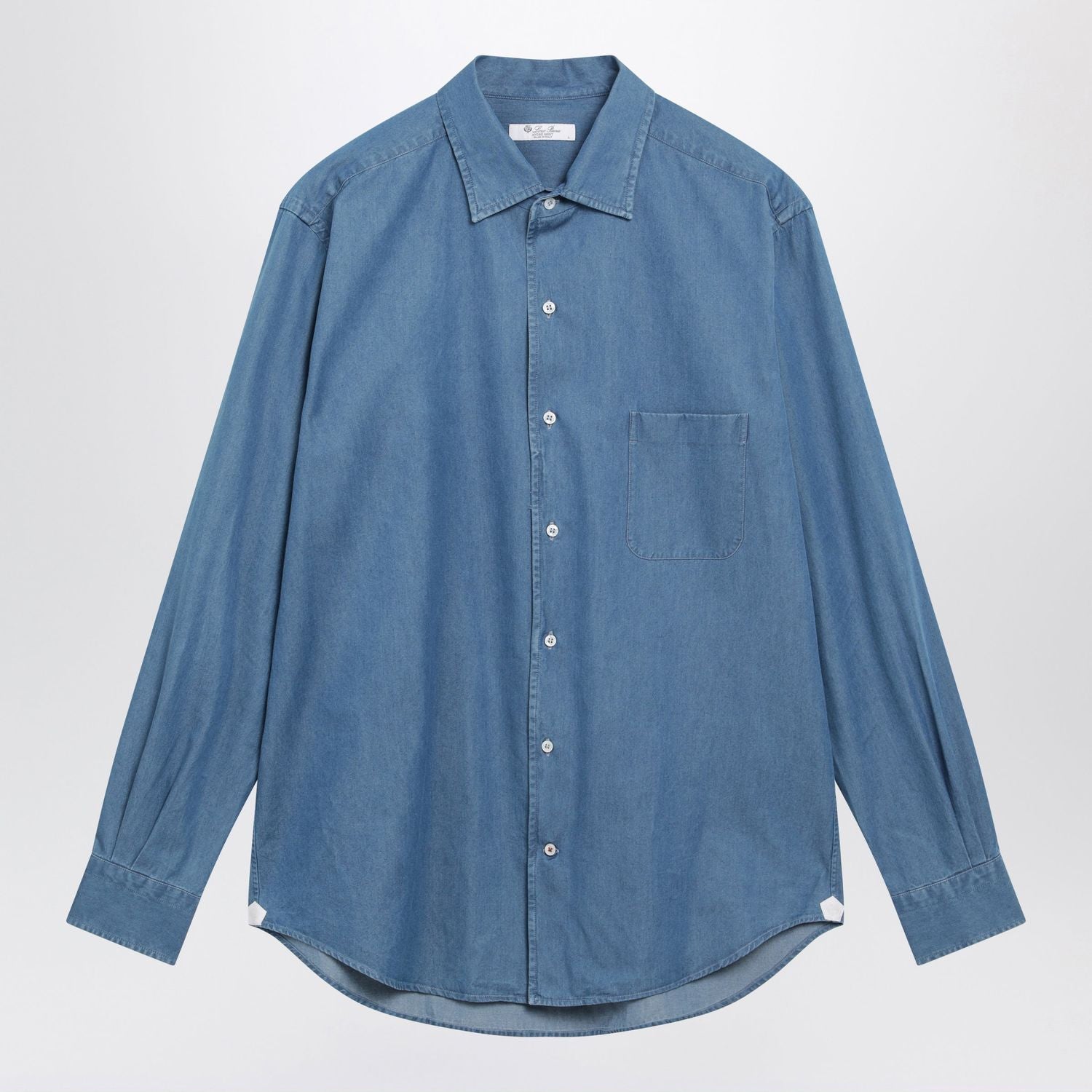 André Cotton Denim Shirt In Super Stone Washed