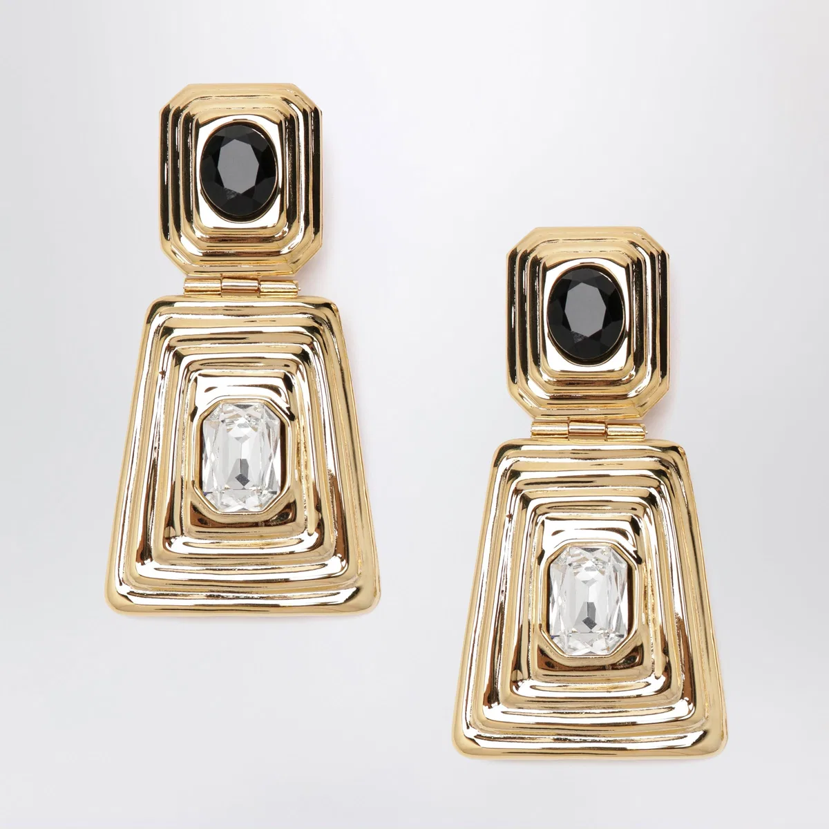 Gold-Tone Clip-On Earrings With Crystals