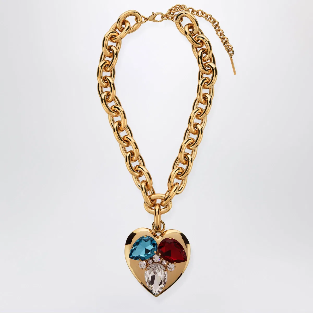Gold-Tone Chain Necklace With Heart Pendant