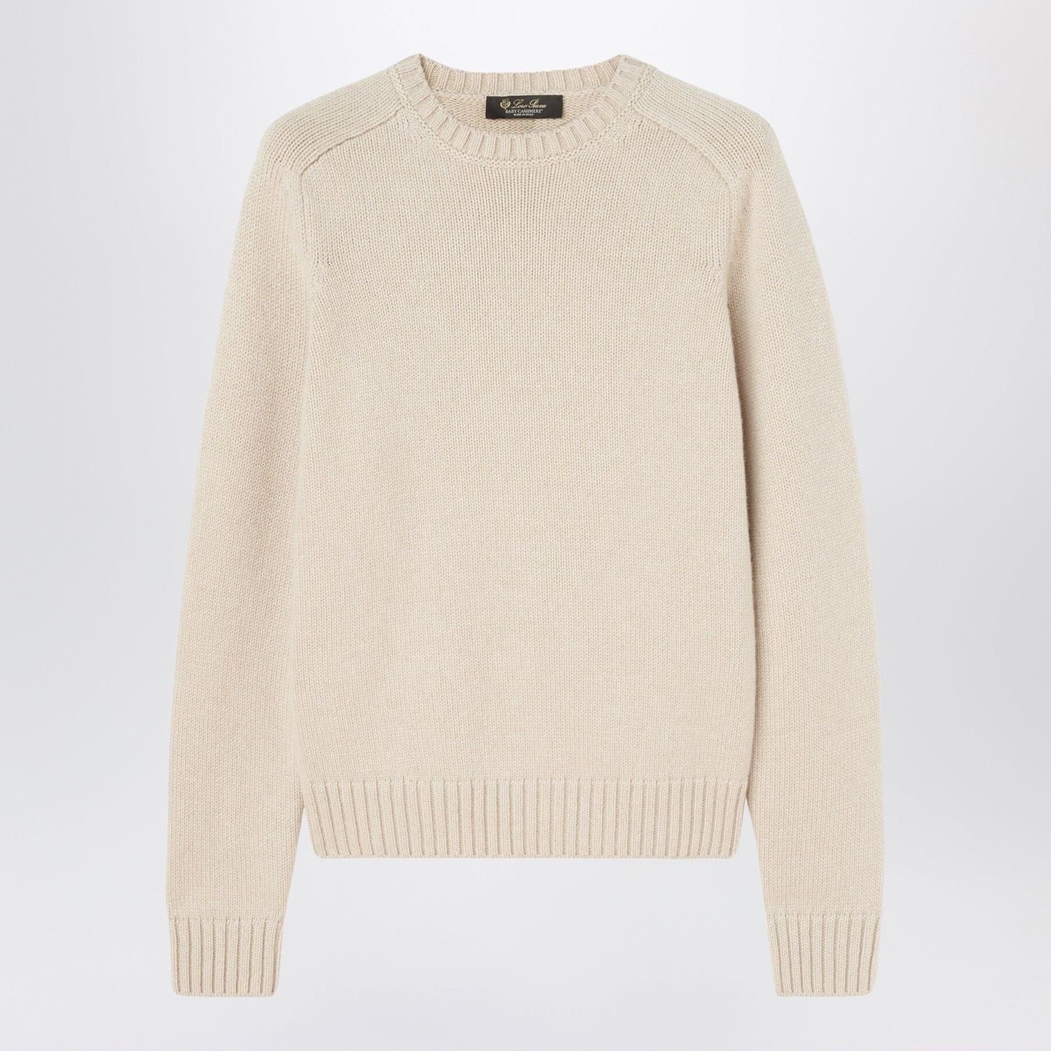 Beige Mélange Cashmere Crewneck Sweater