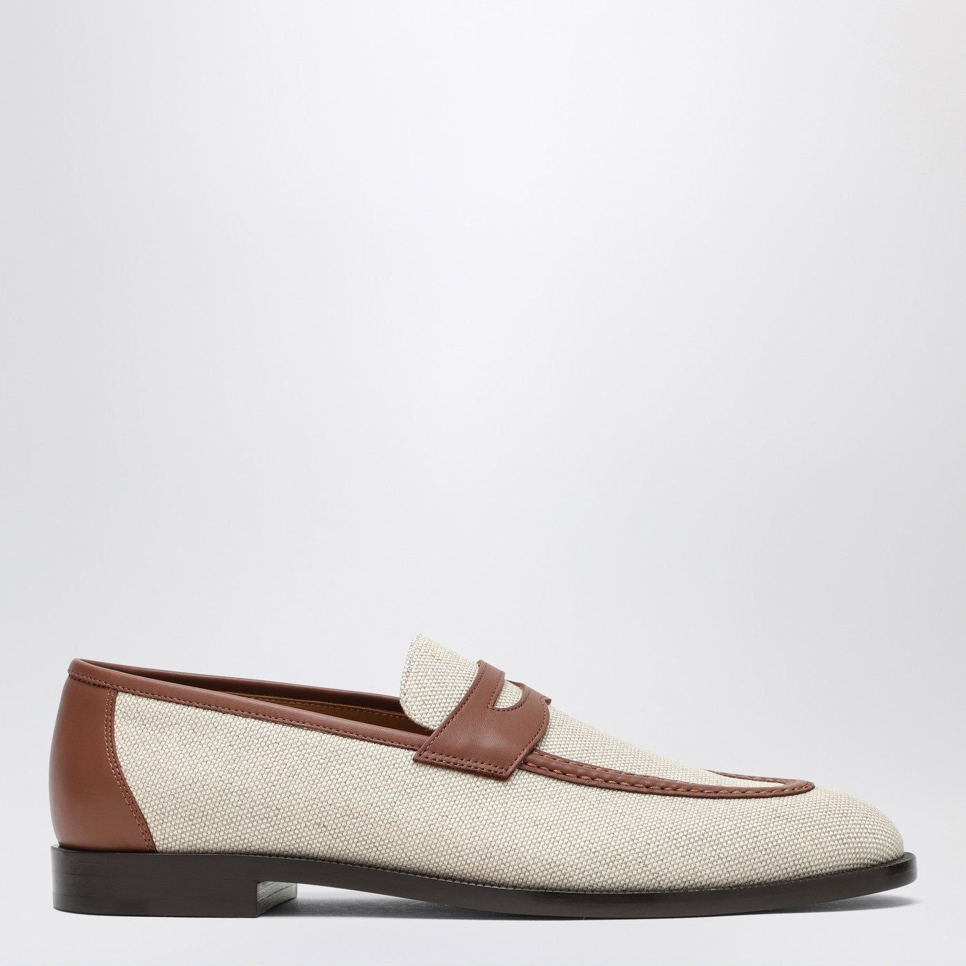 Sergio Loafers In Naturalcoloured Canvas And Leather