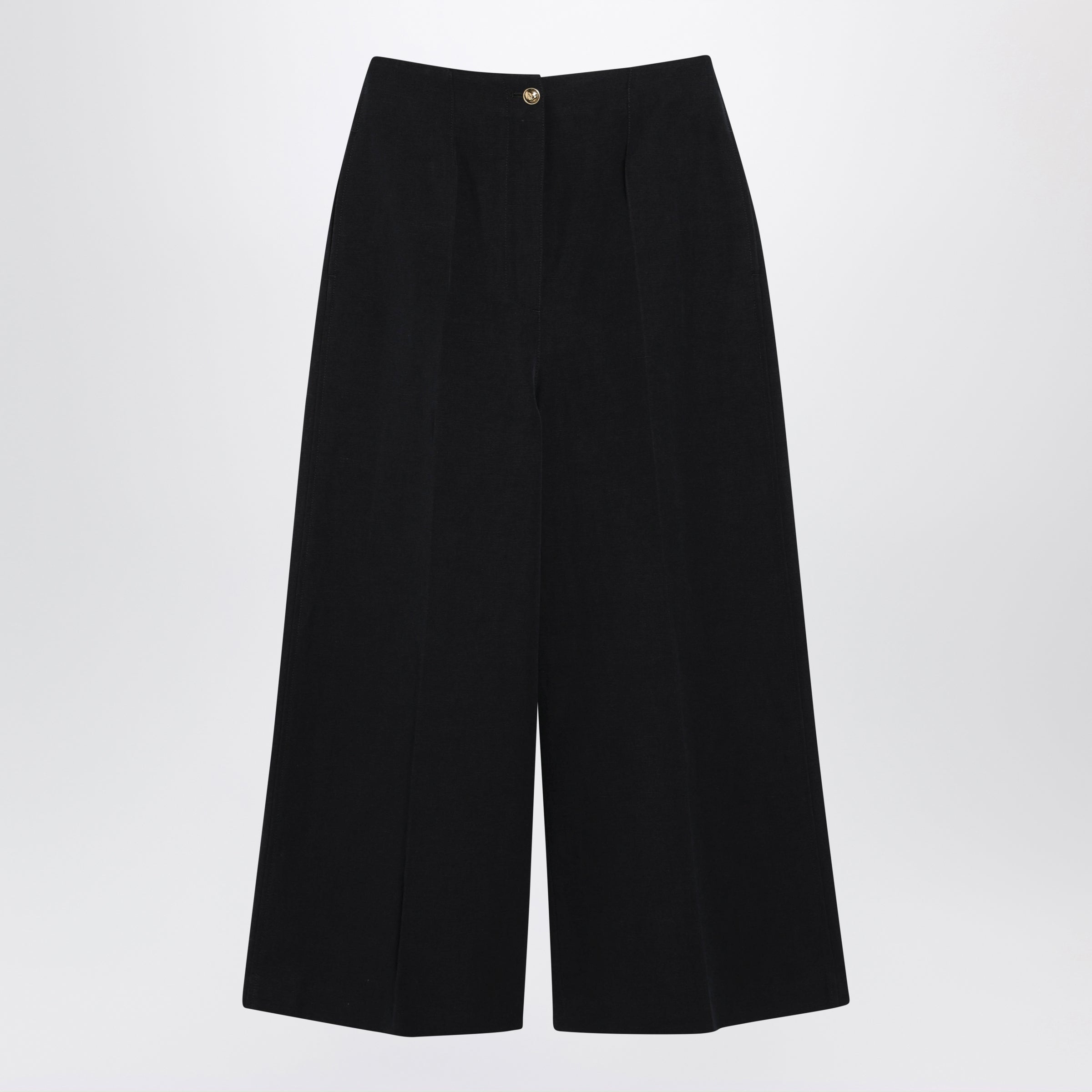 Navy Blue Kenith Trousers In Linen Blend
