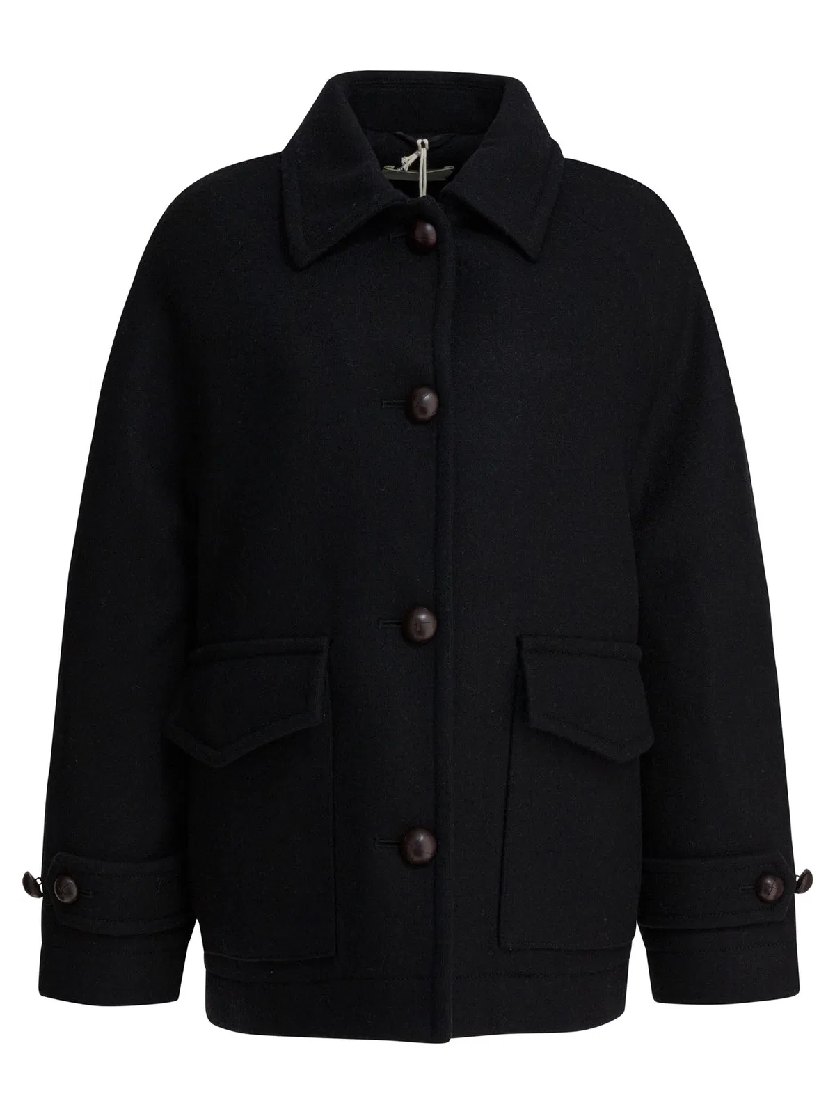 Black Wool Double-Breasted Coat