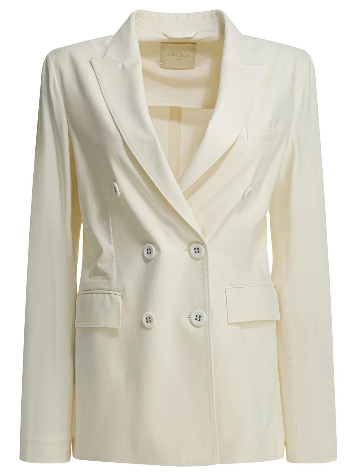White Cotton Elastane Jacket