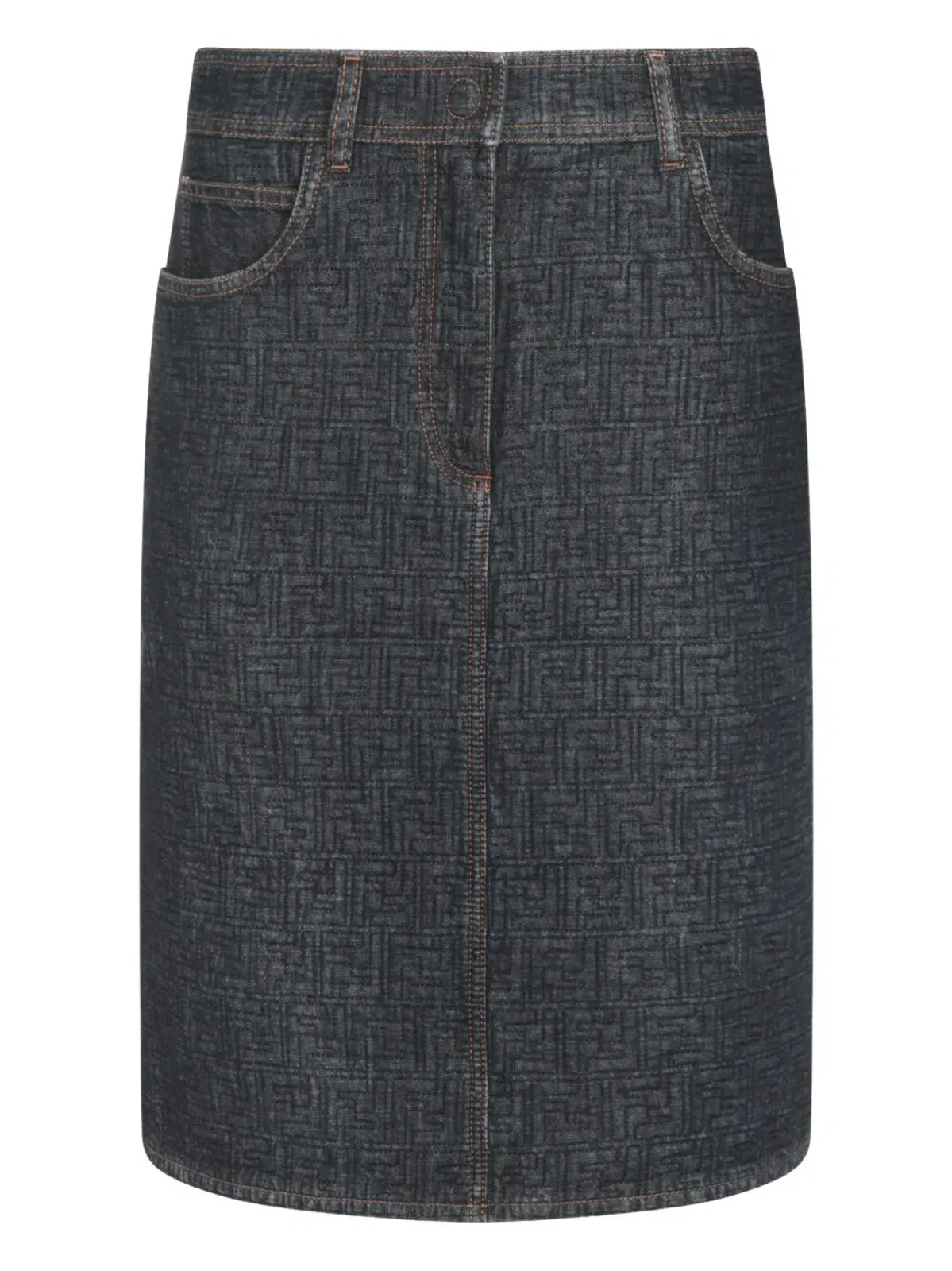 Fendi Blue Cotton Denim Leather Padded