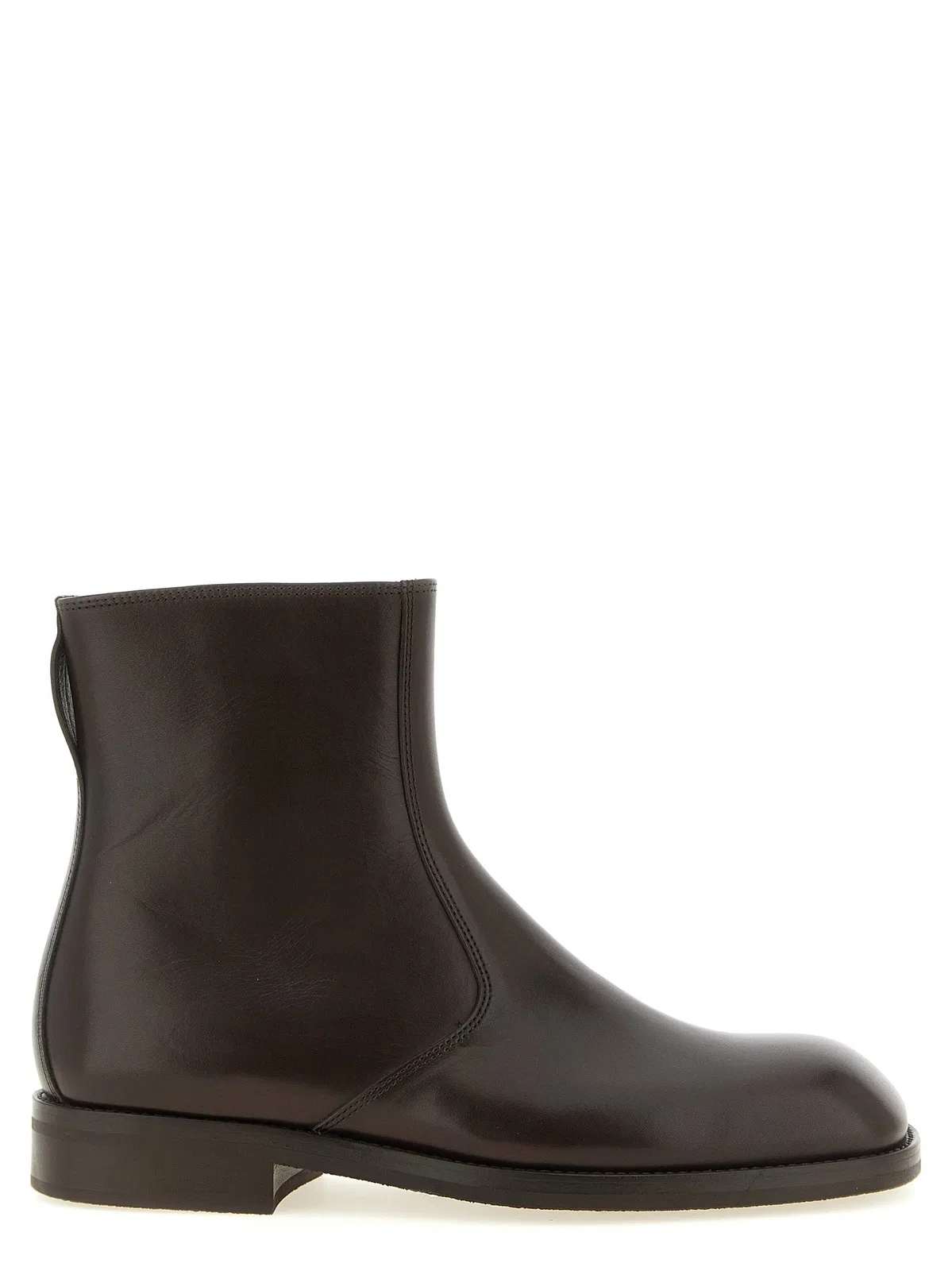 Lemaire Leather Ankle Boots In Brown