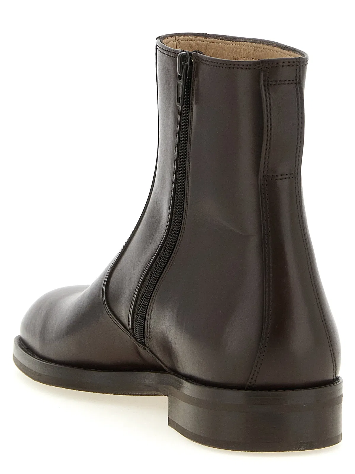 Lemaire Leather Ankle Boots In Brown