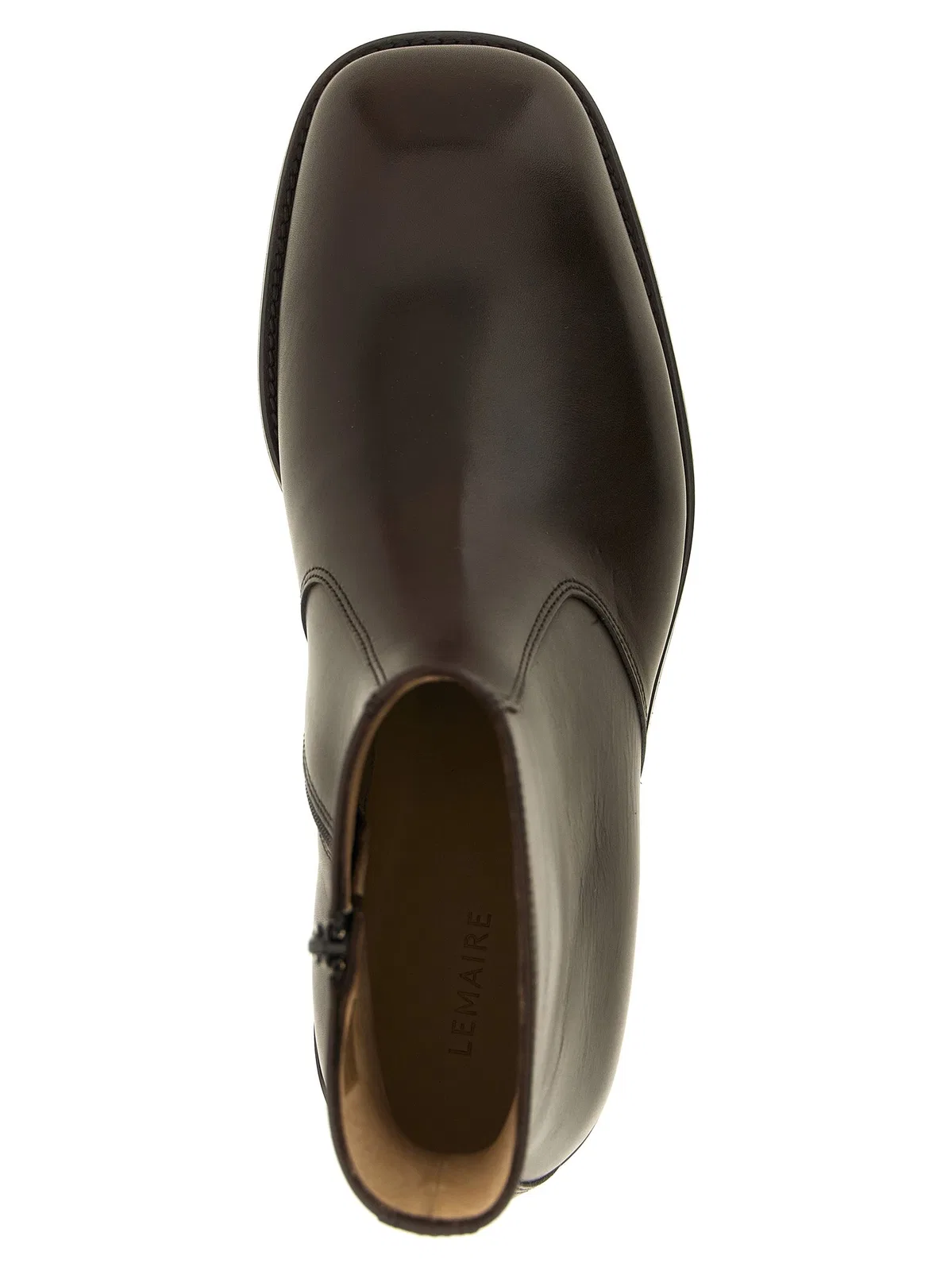 Lemaire Leather Ankle Boots In Brown