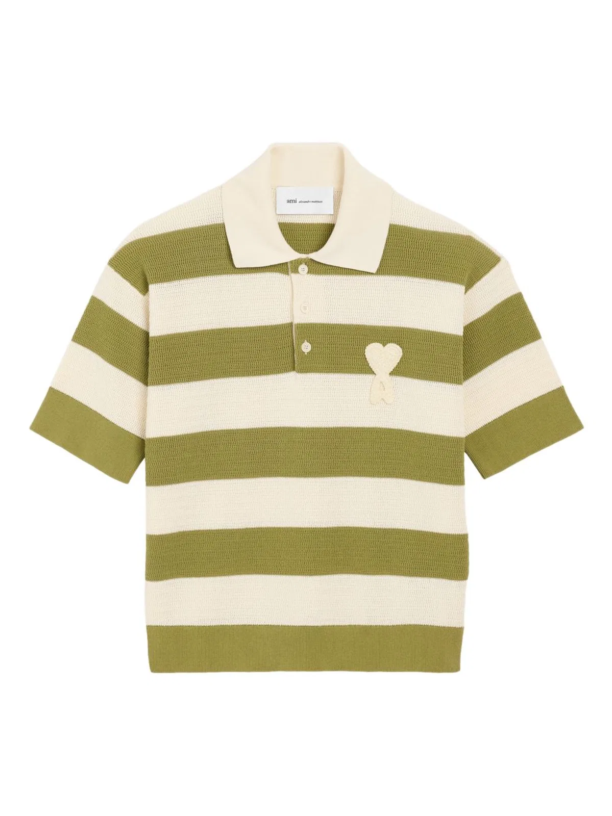 Ami De Coeur Striped Cotton Knit Polo Shirt