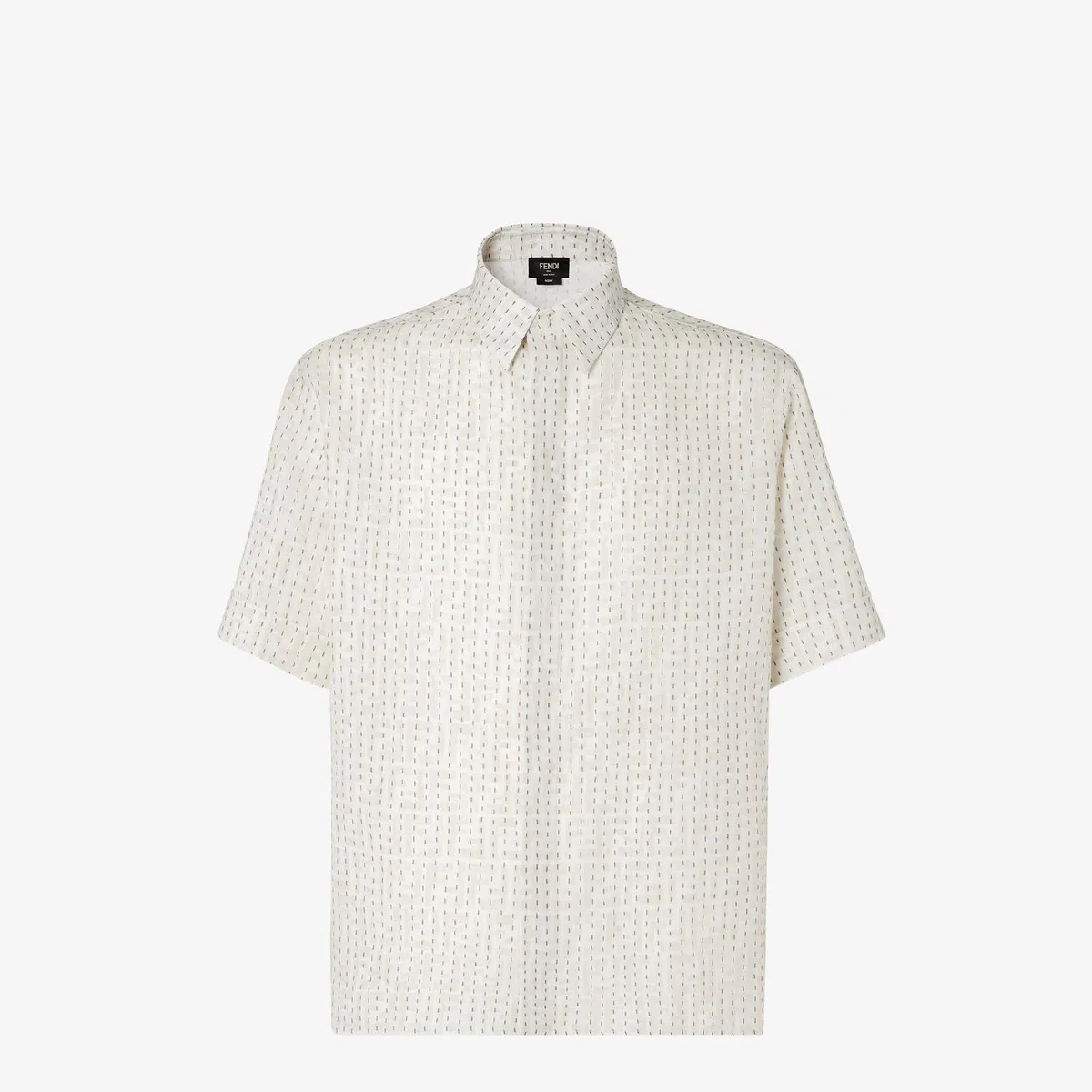 Fendi Camisa Mc Linen Ff Stiching In Naturale