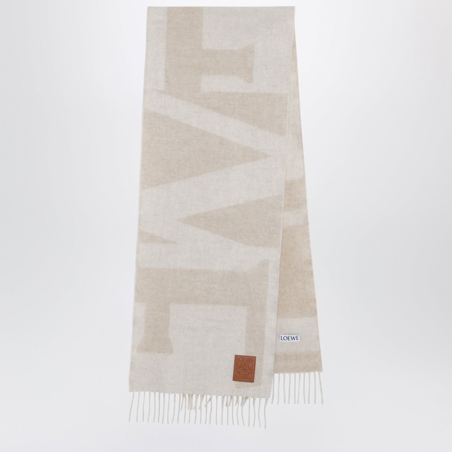 Twotone Beige Jacquard Cashmere Scarf