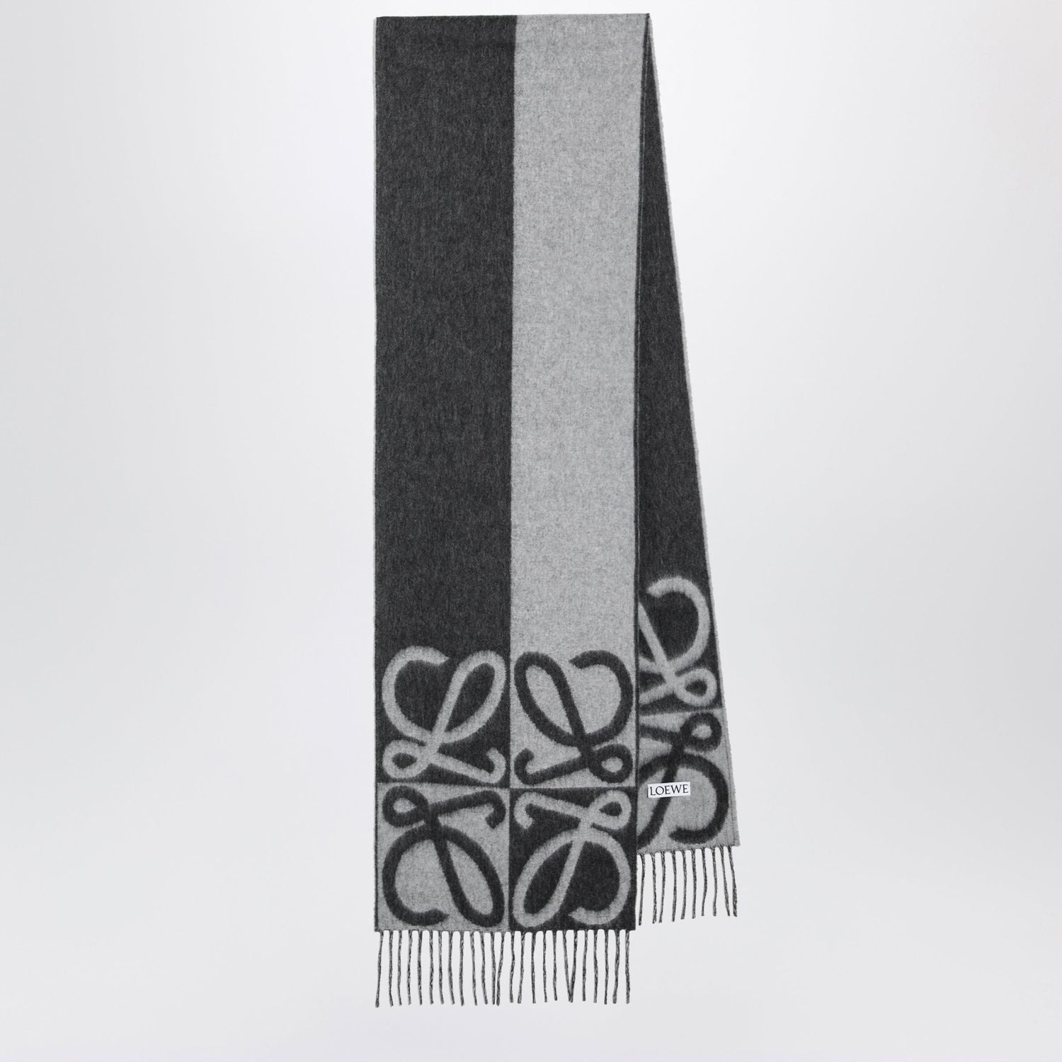 Bicolour Anagram Jacquard Woolcashmere Scarf In Grey