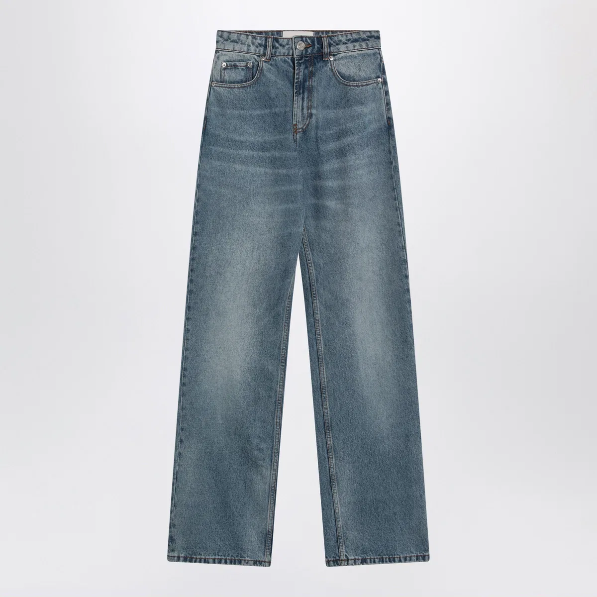 Wide-Leg Jeans In Washed Indigo Denim
