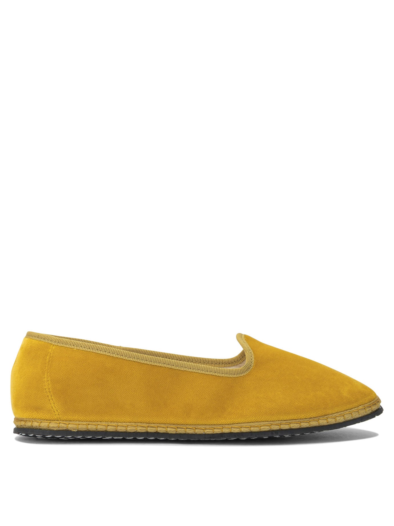 Yellow Velvet Ballerinas