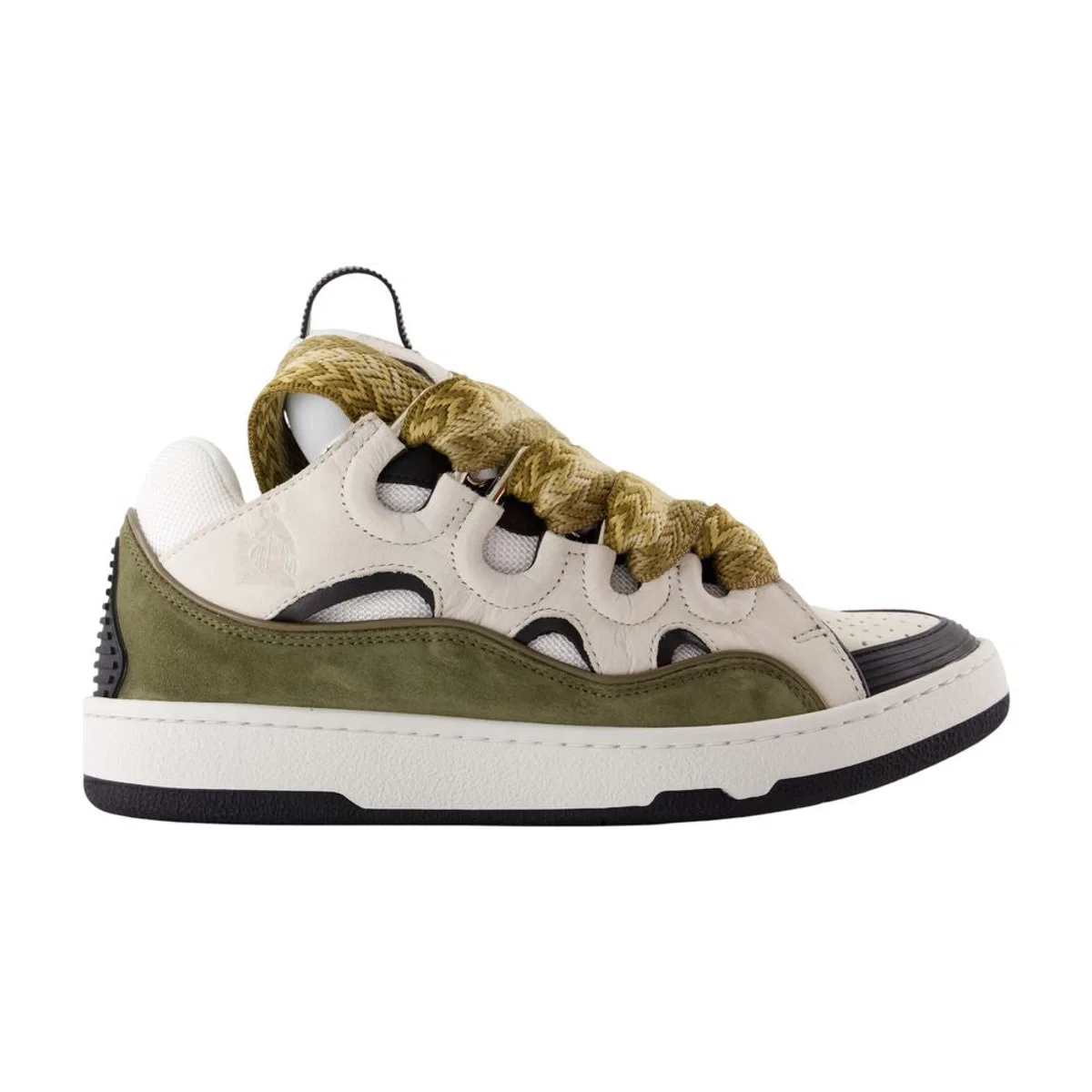 Brown Leather-Polyester Sneaker
