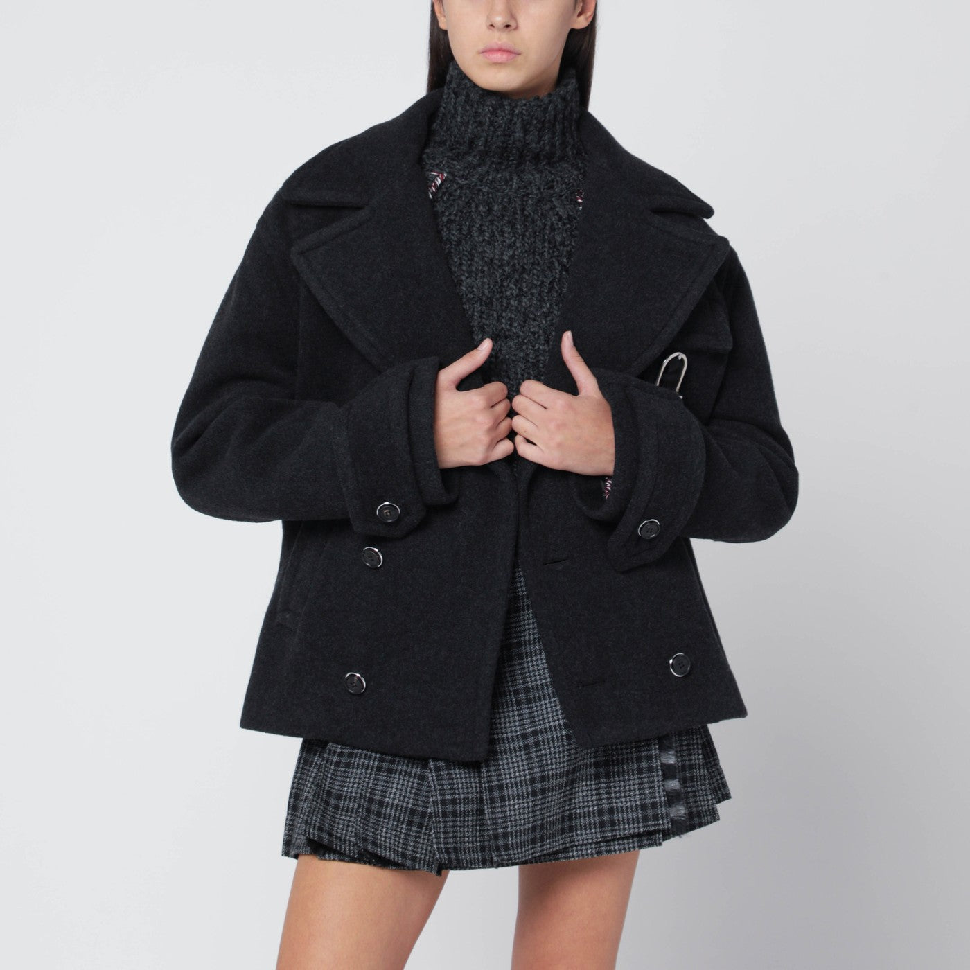 Dark Grey Mélange Wool Coat