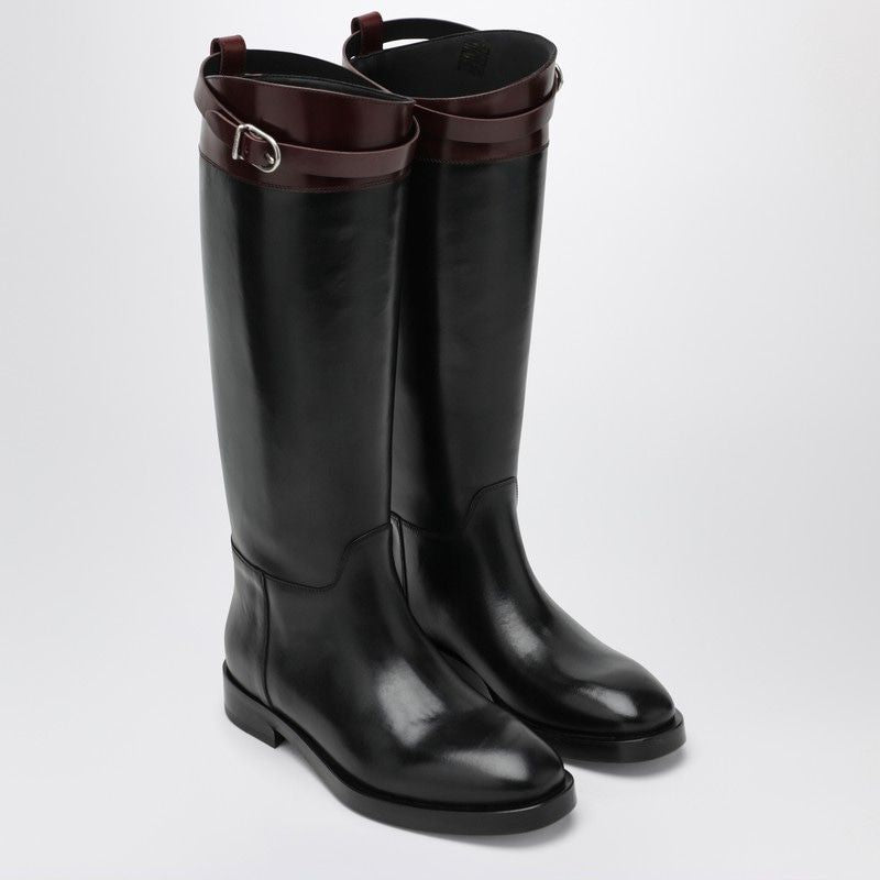 Black/Burgundy Twotone Boots