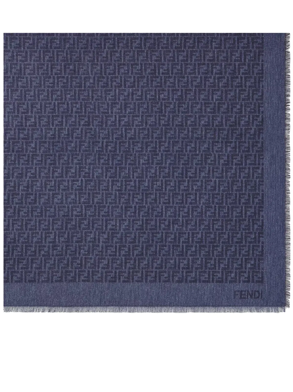 Fendi Ff Cotton And Wool Shawl In Blue