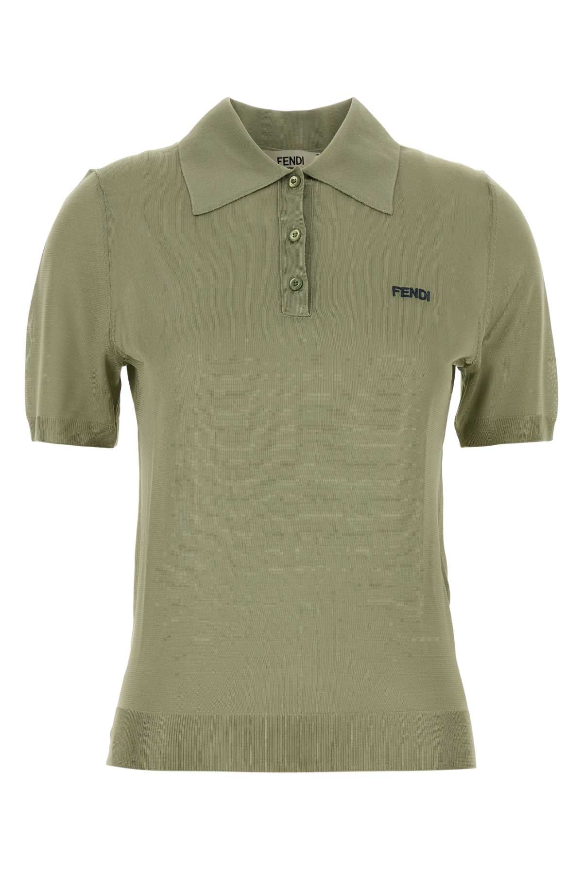 Sage Green Stretch Viscose Blend Polo Shirt