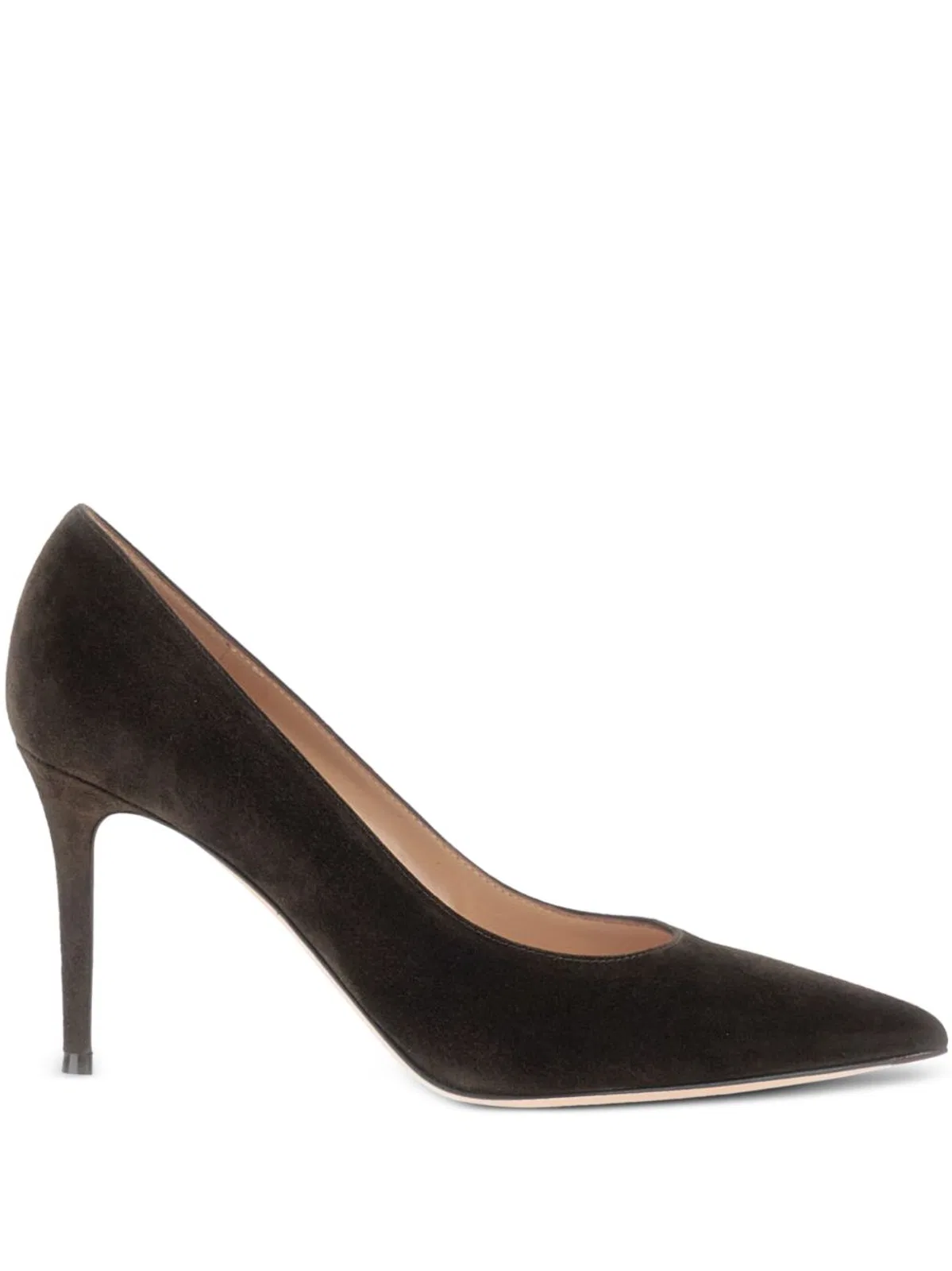 Brown Suede Leather High Heel Shoes