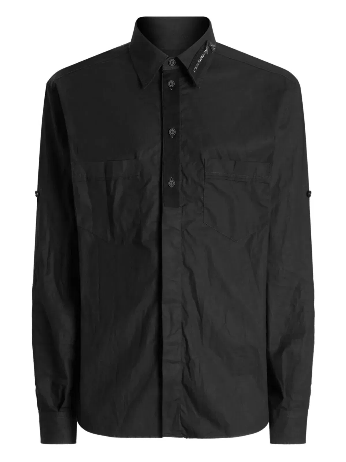Dolce & Gabbana Patch Pocket Cotton Shirt In Black